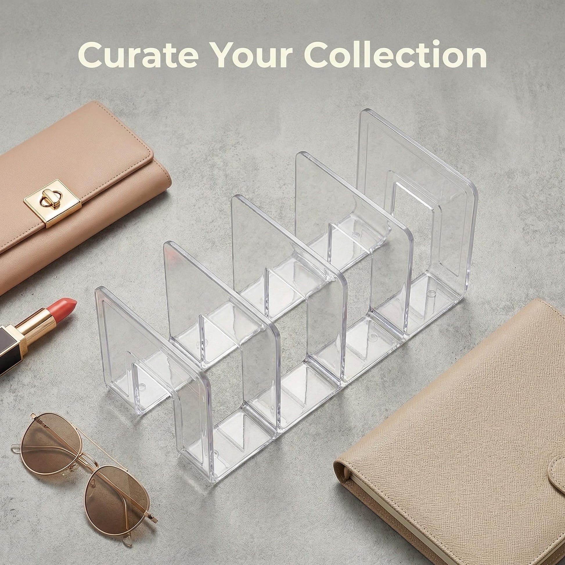 4 Pack Clear Acrylic File Organizer, Purse Organizer, File Sorter Desktop File Folder Organizer for