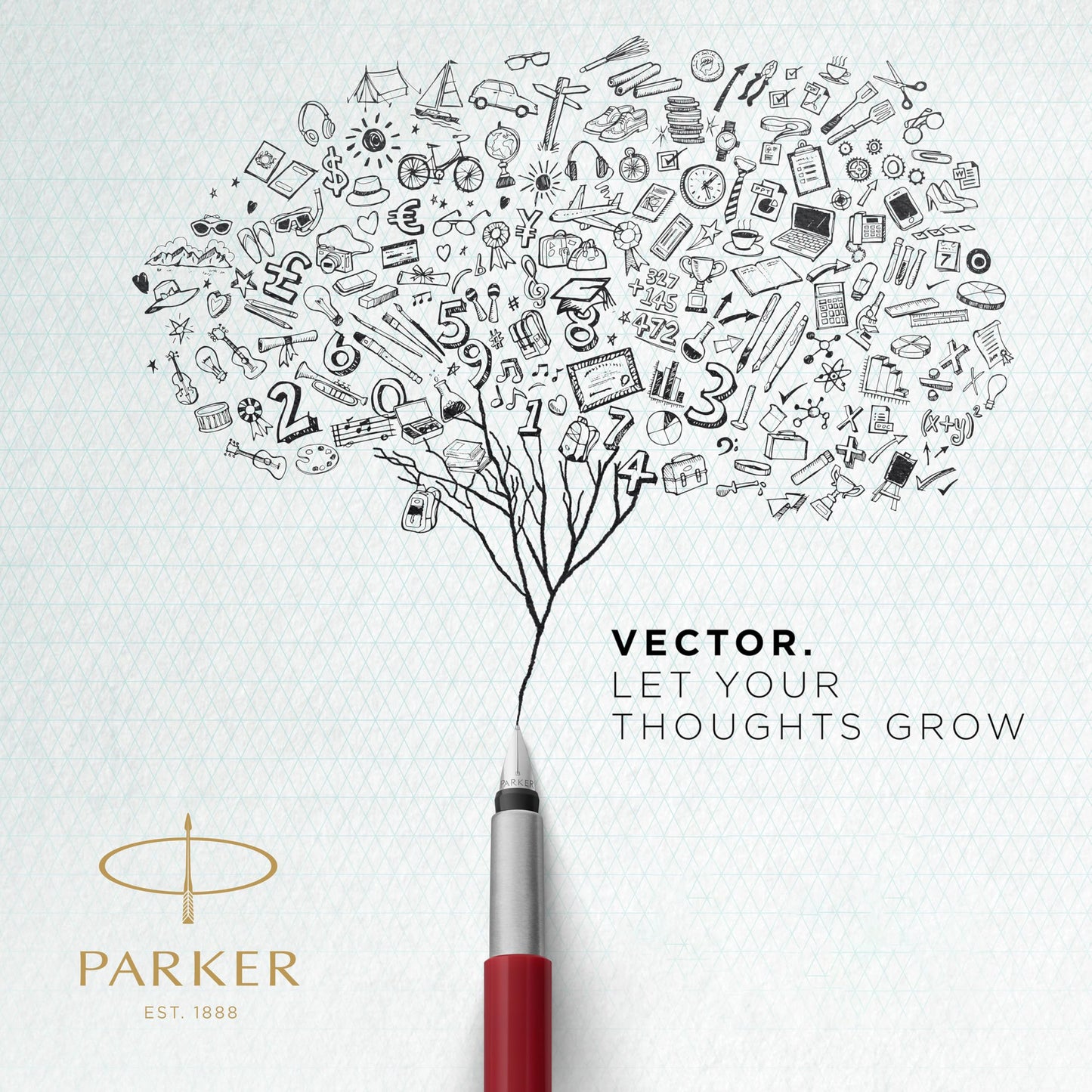 Parker Fountain Vector, Stainless Steel Pen, multicolor