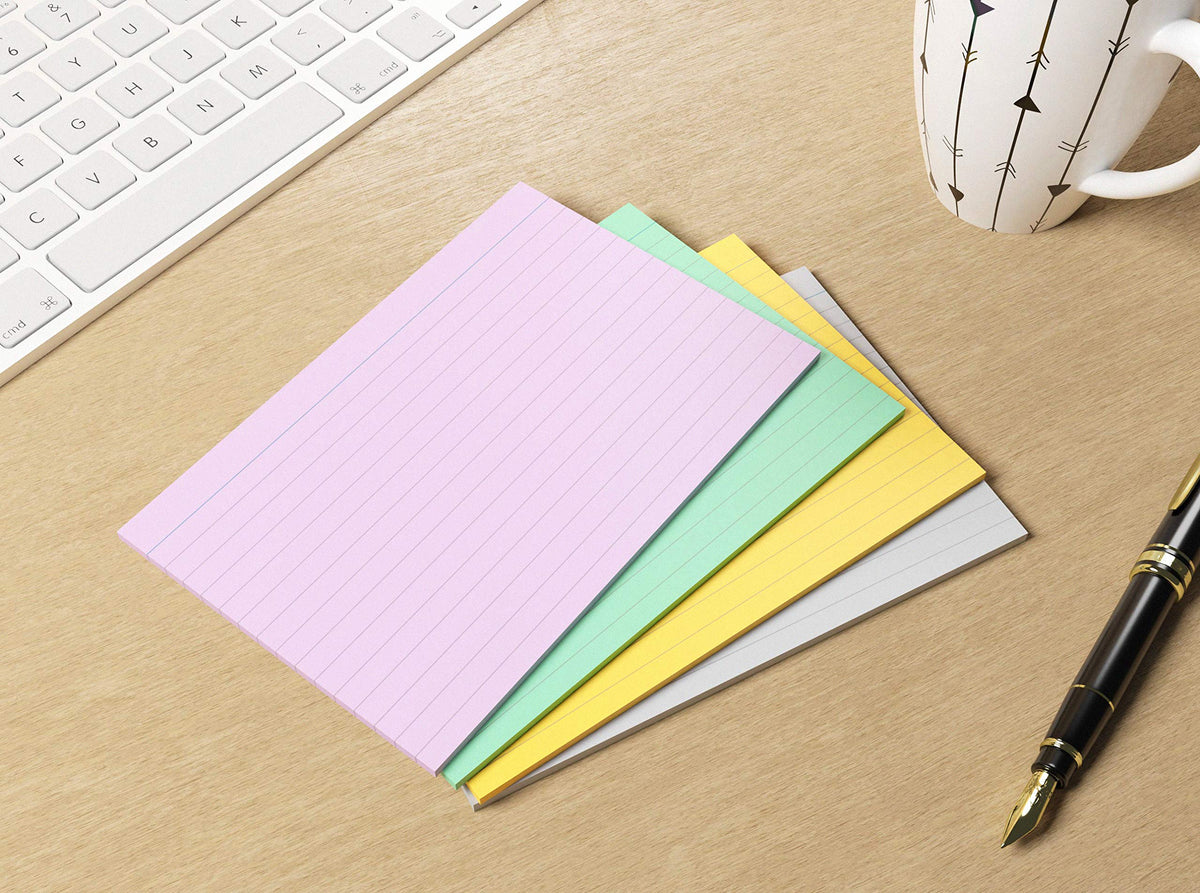 Luxpad Revision A6 Flash Cards - Lined (100 Cards) Assorted Colours