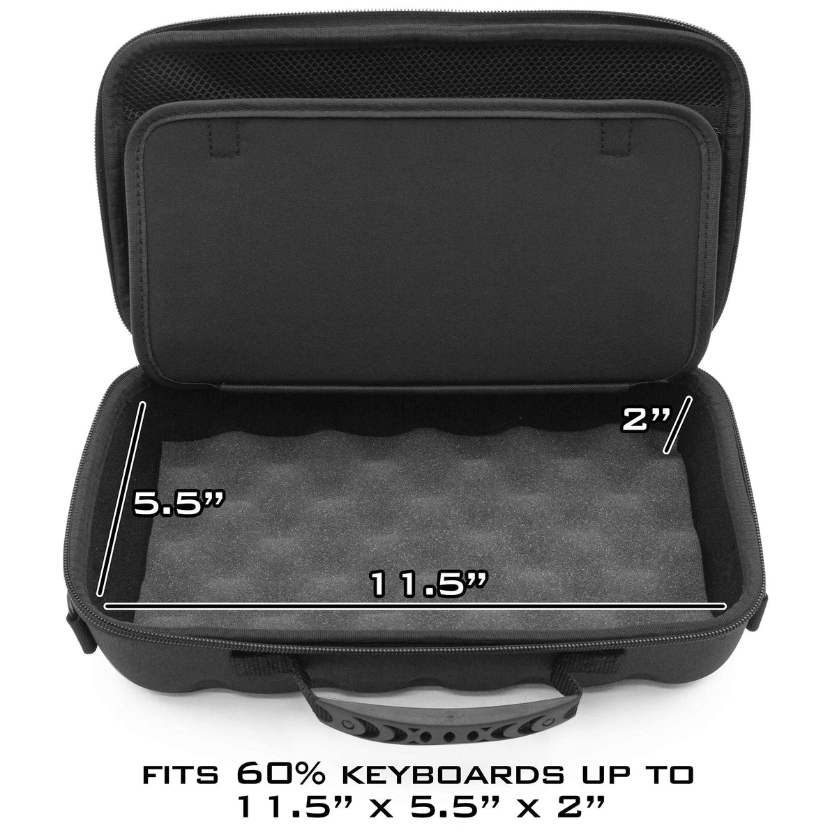 CASEMATIX 60% Keyboard Case for 61 Key Mechanical Keyboards up to 11.5" - Protective Hard Shell