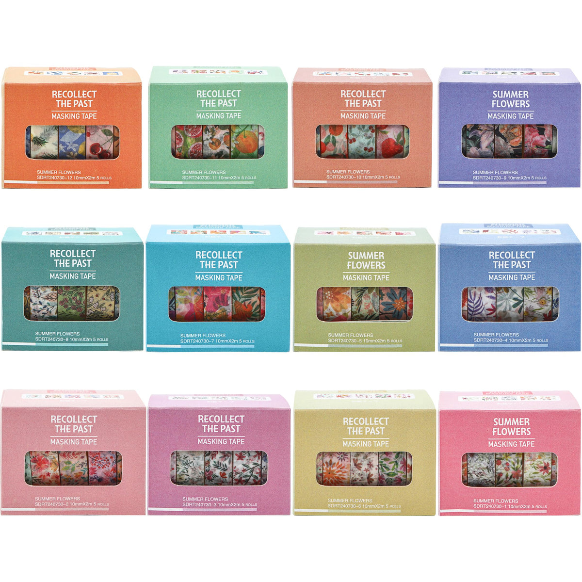 YUBX Flowers Washi Tape Set 60 Rolls Floral Patterns Decorative Skinny Blooms Masking Tapes for