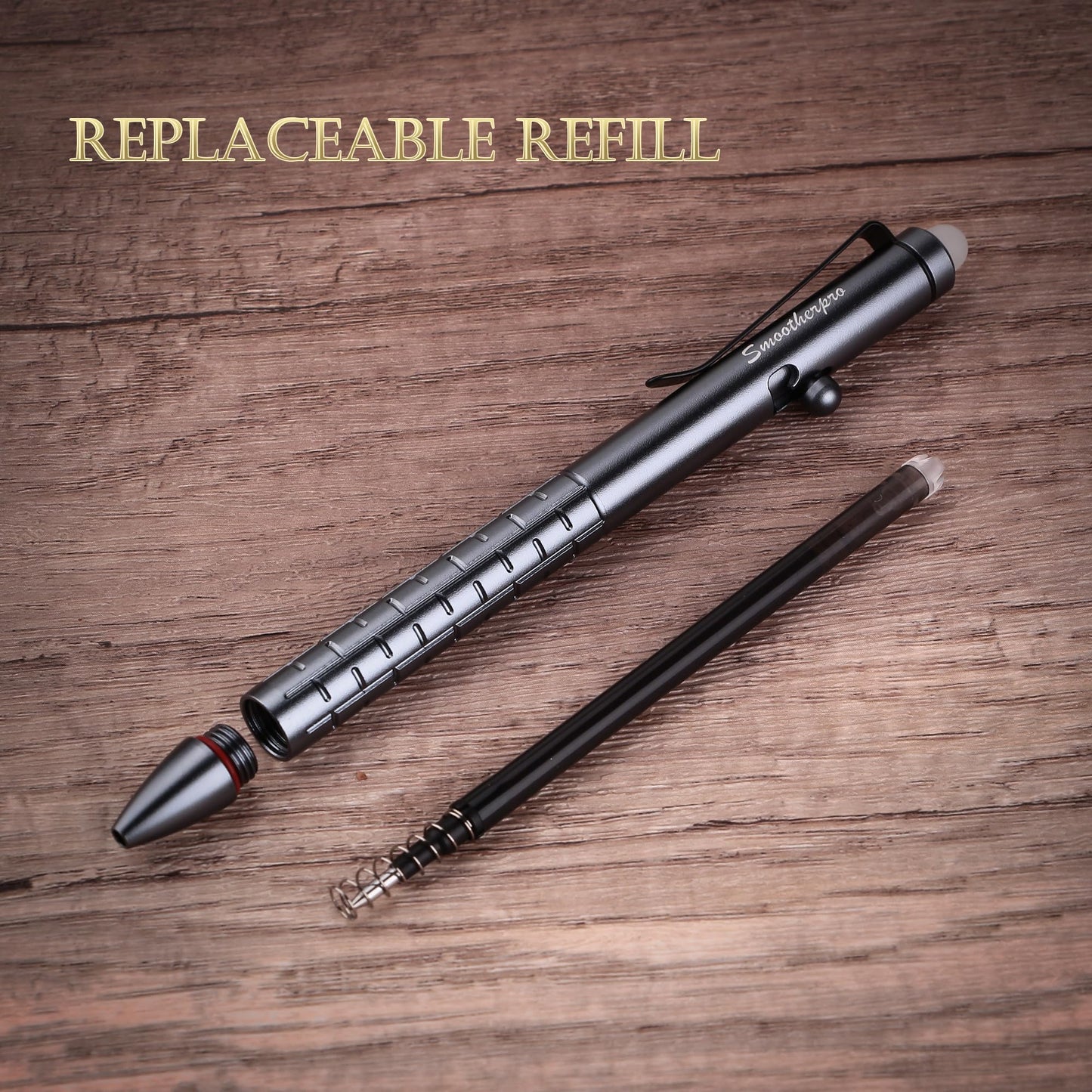 SMOOTHERPRO Aluminum Bolt Action Pen,Compatible with Pilot FriXion Refill