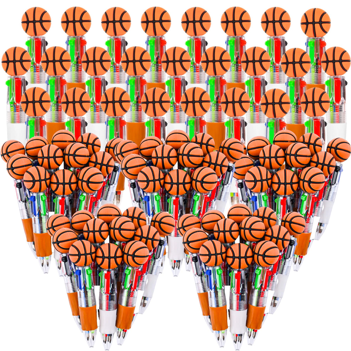 LiYiQ 100 Pcs Basketball Party Favor Multicolor Pen in One Cartoon Cute Fun 4-in-1 Cute Pens Bulk
