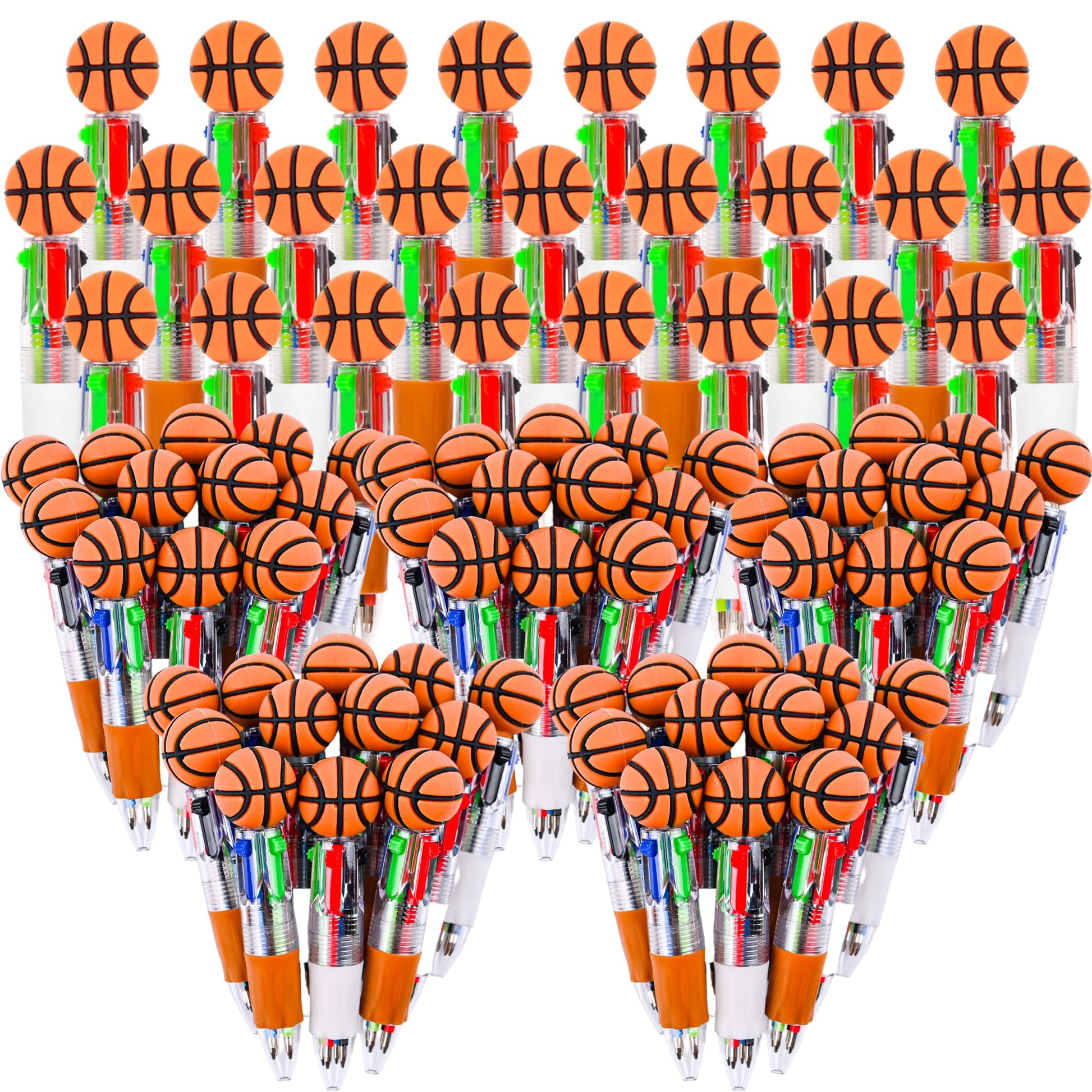 LiYiQ 100 Pcs Basketball Party Favor Multicolor Pen in One Cartoon Cute Fun 4-in-1 Cute Pens Bulk