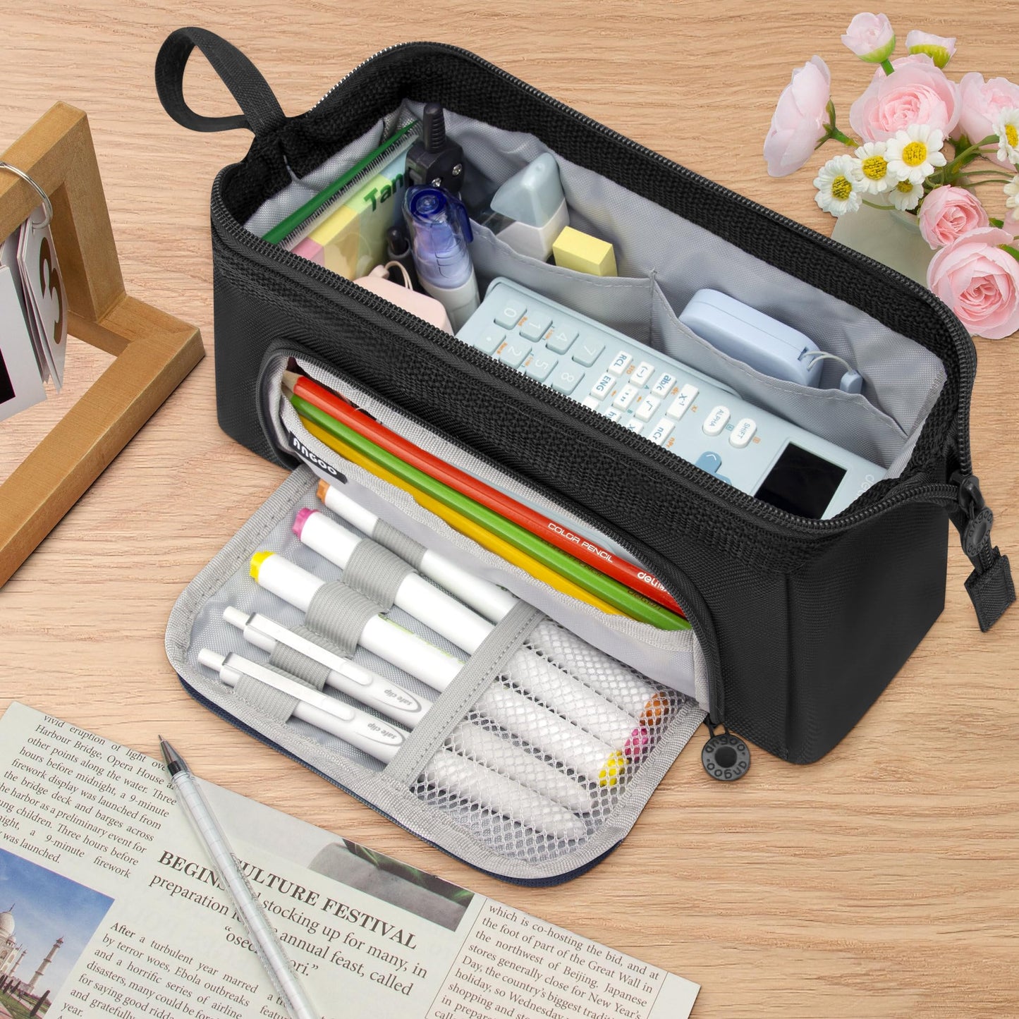Vocuer Large Capacity Pencil Case Big Pencil Pouch Special Aesthetic School Pen Bag For Girls Teen