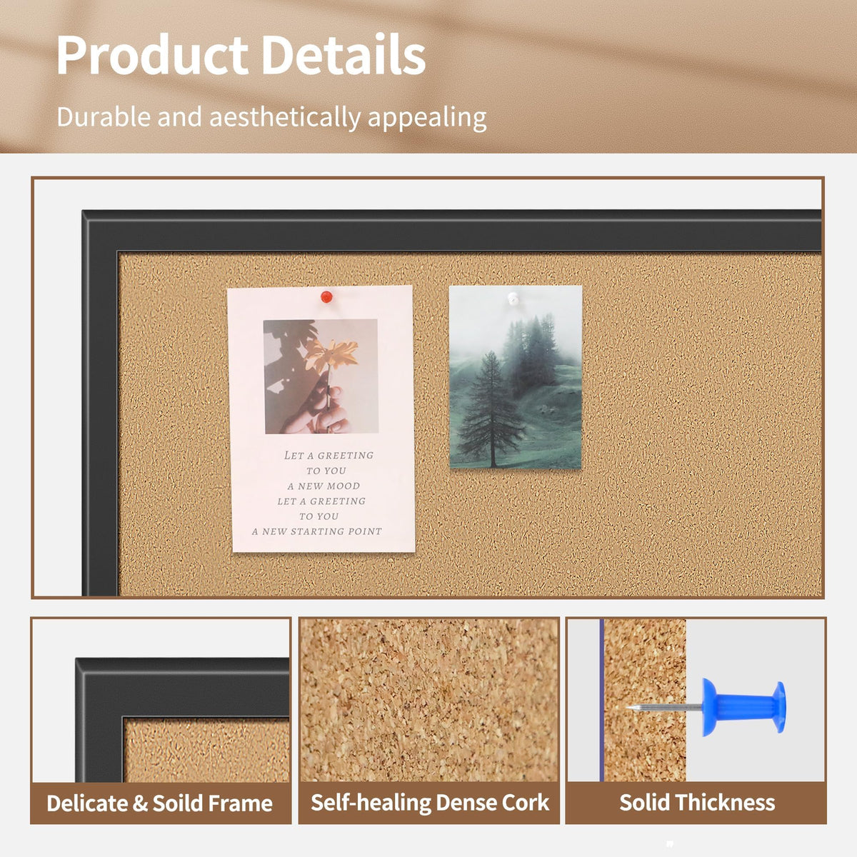 ORIENTOOLS 18x24 Cork Board, Wooden Frame, Hanging Pin for Office School