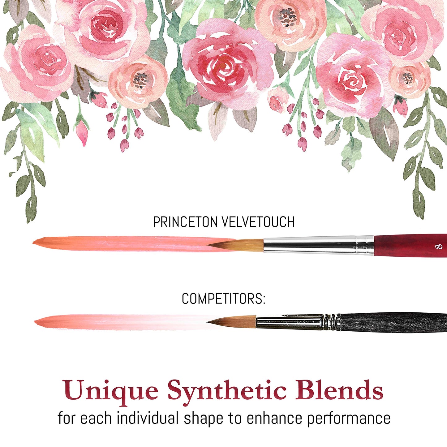 Princeton Velvetouch Series 3950 - 5pc Professional Paint Brushes for Acrylic Painting - Oil