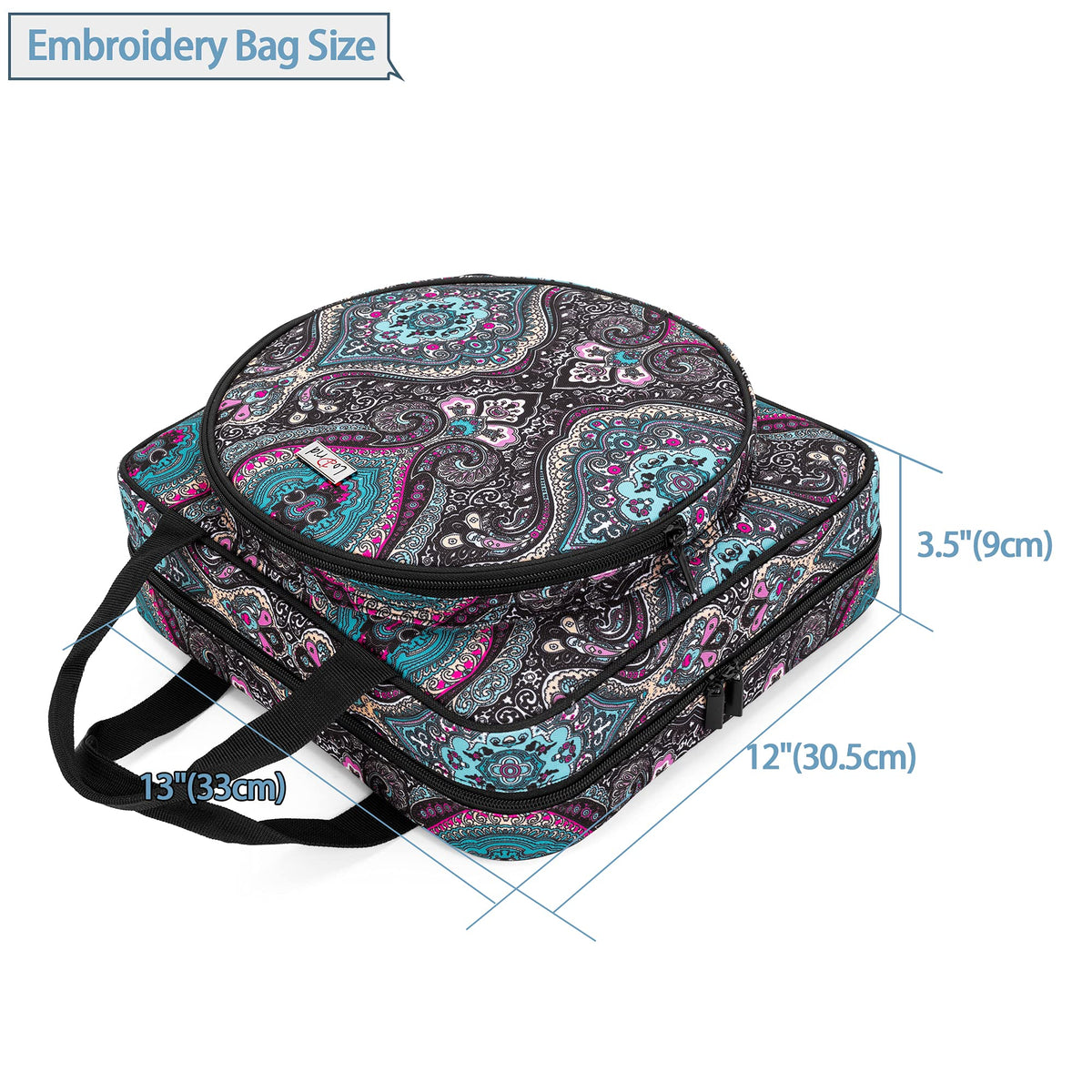 LoDrid Embroidery Project Bag, Square Supplies Storage Tote, Totem