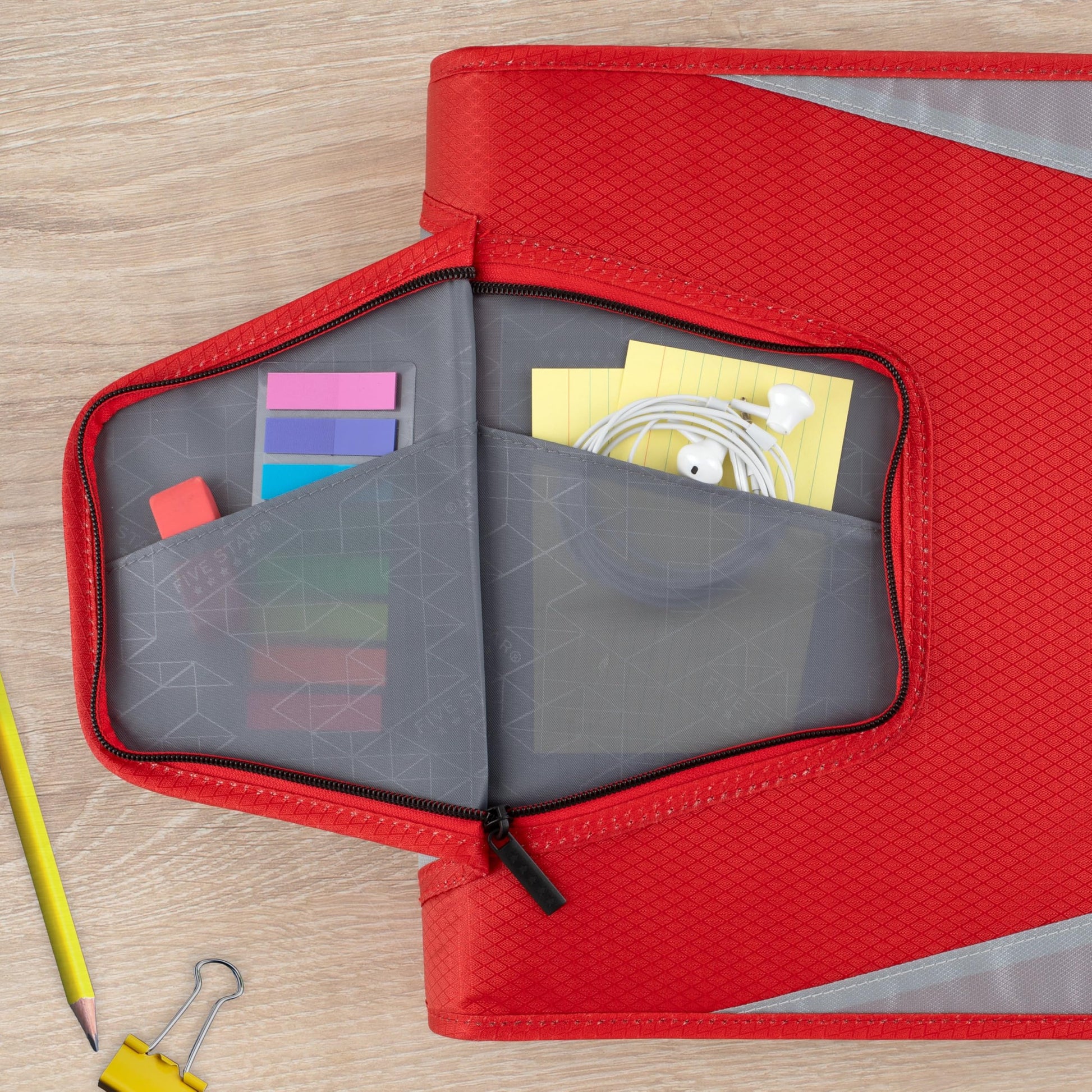Five Star Zipper Binder 1.5 Inch O-Rings Case Organiser with 3-Pocket Expanding File, 500 Sheet