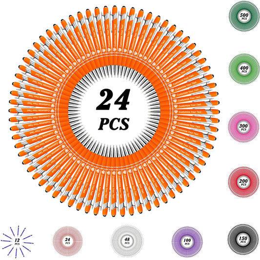 MOUZYLCASE 24 Pcs Personalized Pens Custom Ballpoint Pens with Name Logo Customized Ink Pens with