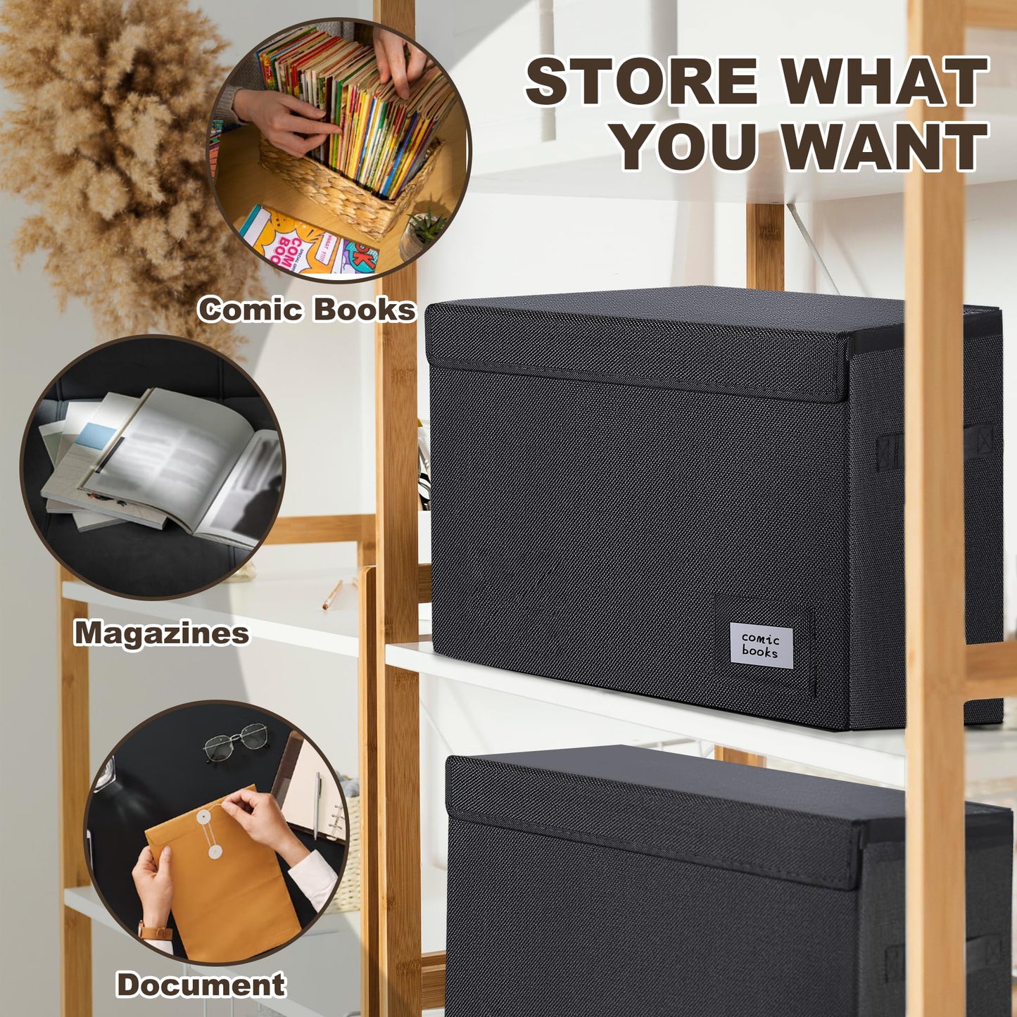 Leffis 5 Pack Comic Book Storage, Collapsible and Stackable Comic Short Box