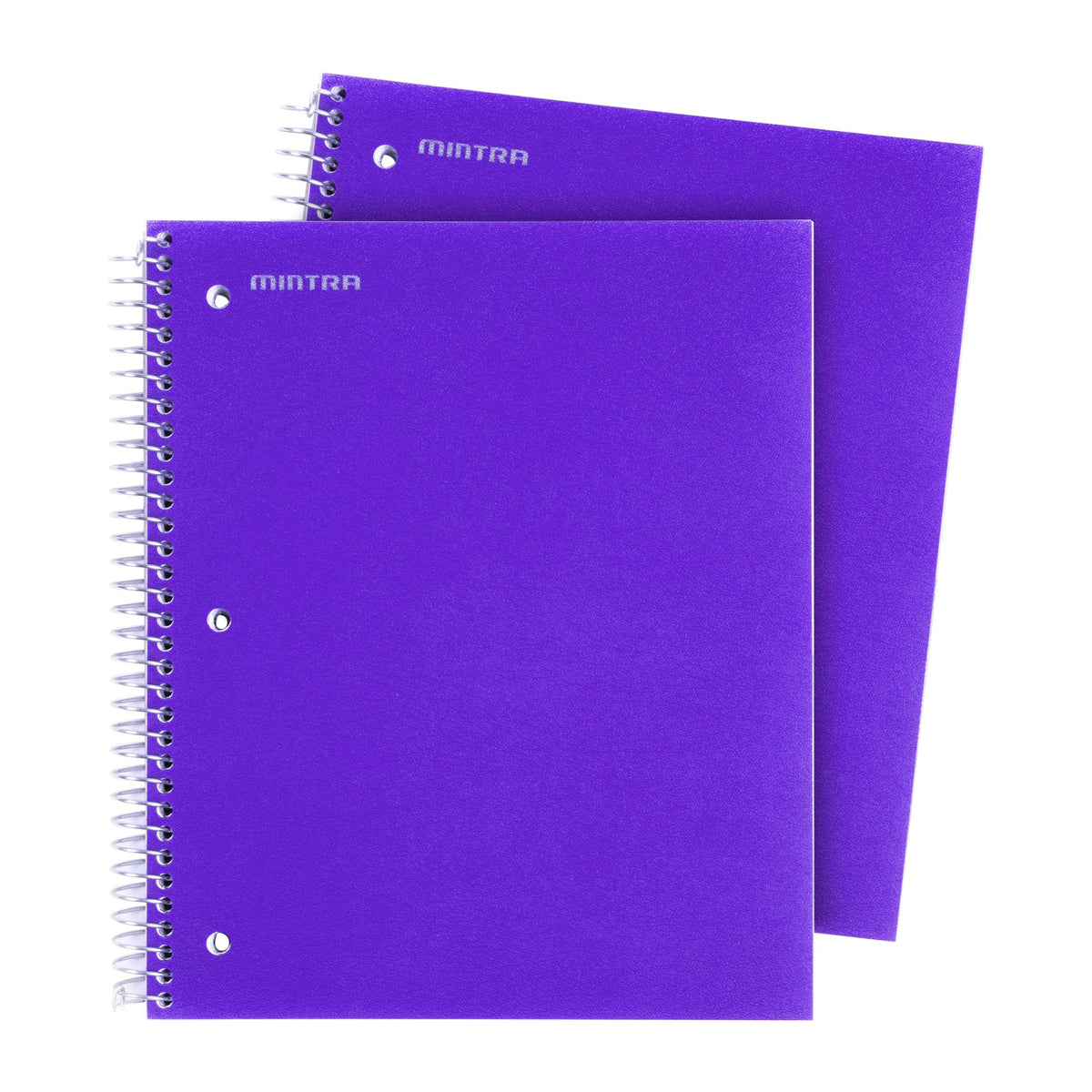 Mintra Office Durable Spiral Notebooks, 3 Subject (Purple, Wide Ruled 2pk)