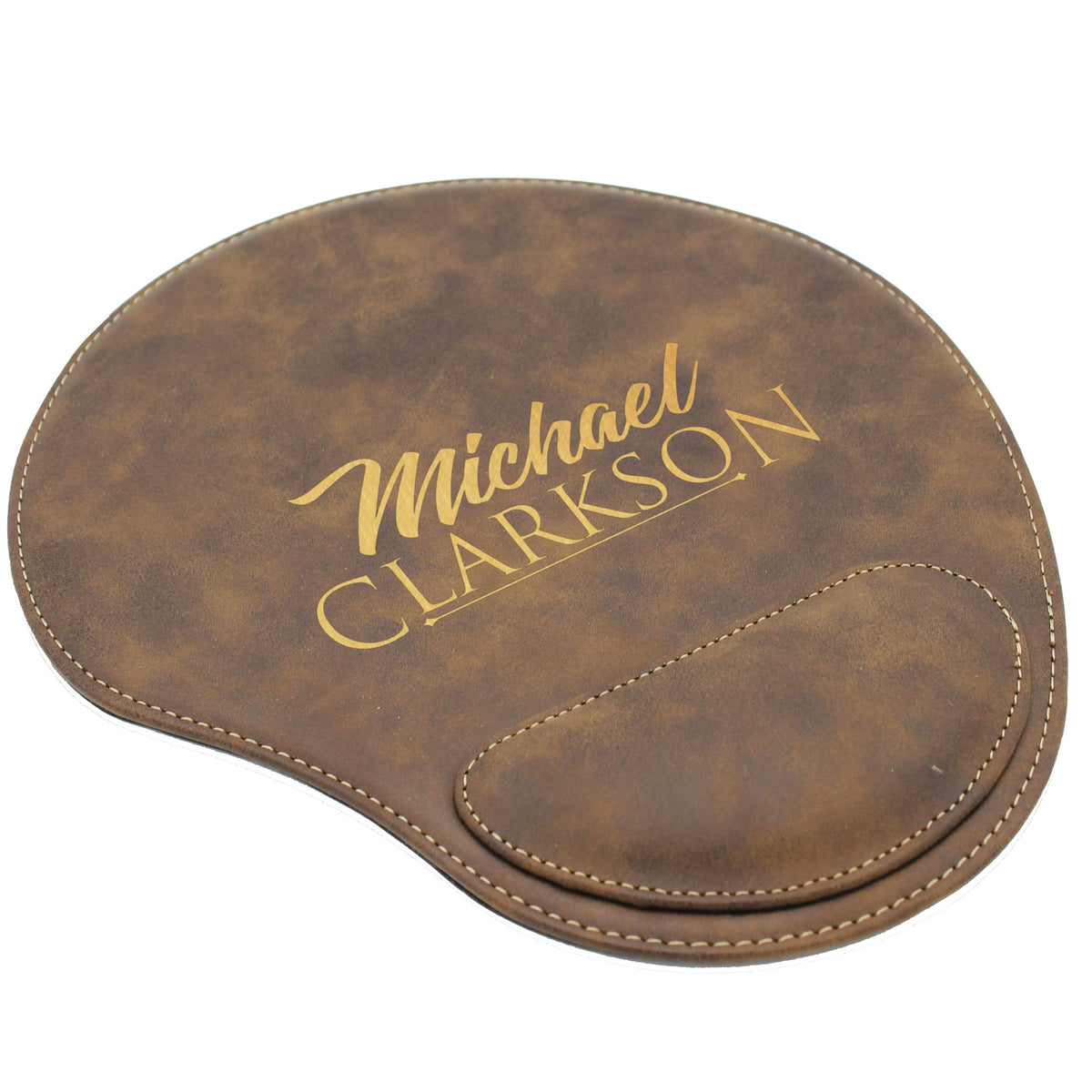 Custom Engraved and Personalized Mouse Pad with Wrist Rest Desk Accessories (Rawhide)
