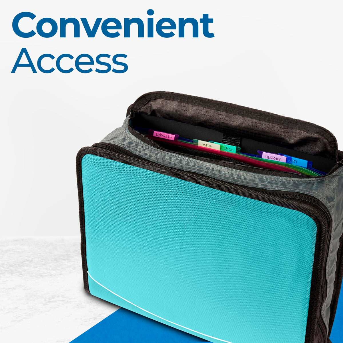 Case-it Zipper Binder | 3-Inch O-Rings | 600-Sheet | D-146 Spearmint Blue