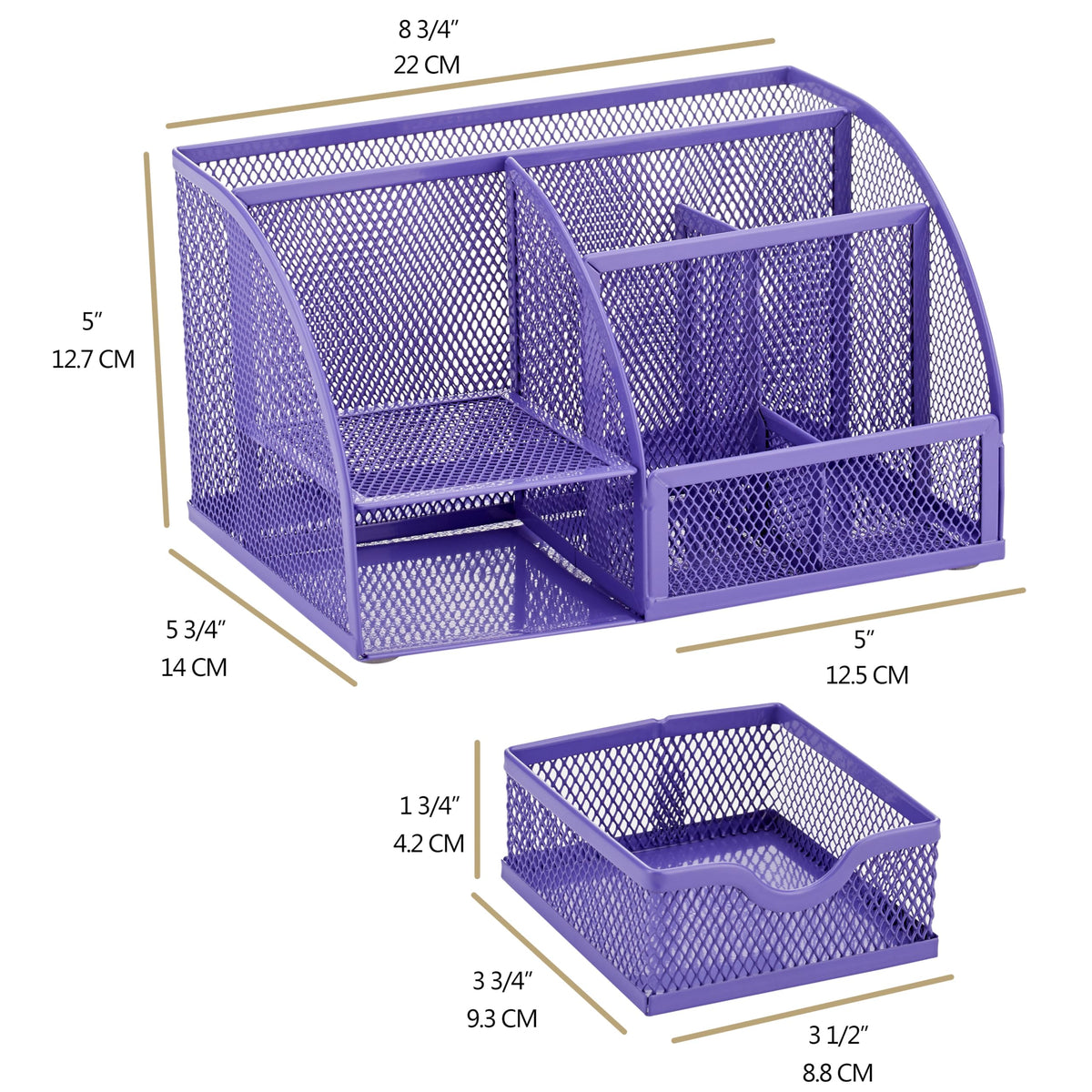 Exerz Metal Mesh Desk Organizer 7 Compartments Drawer Tidy Caddy Purple