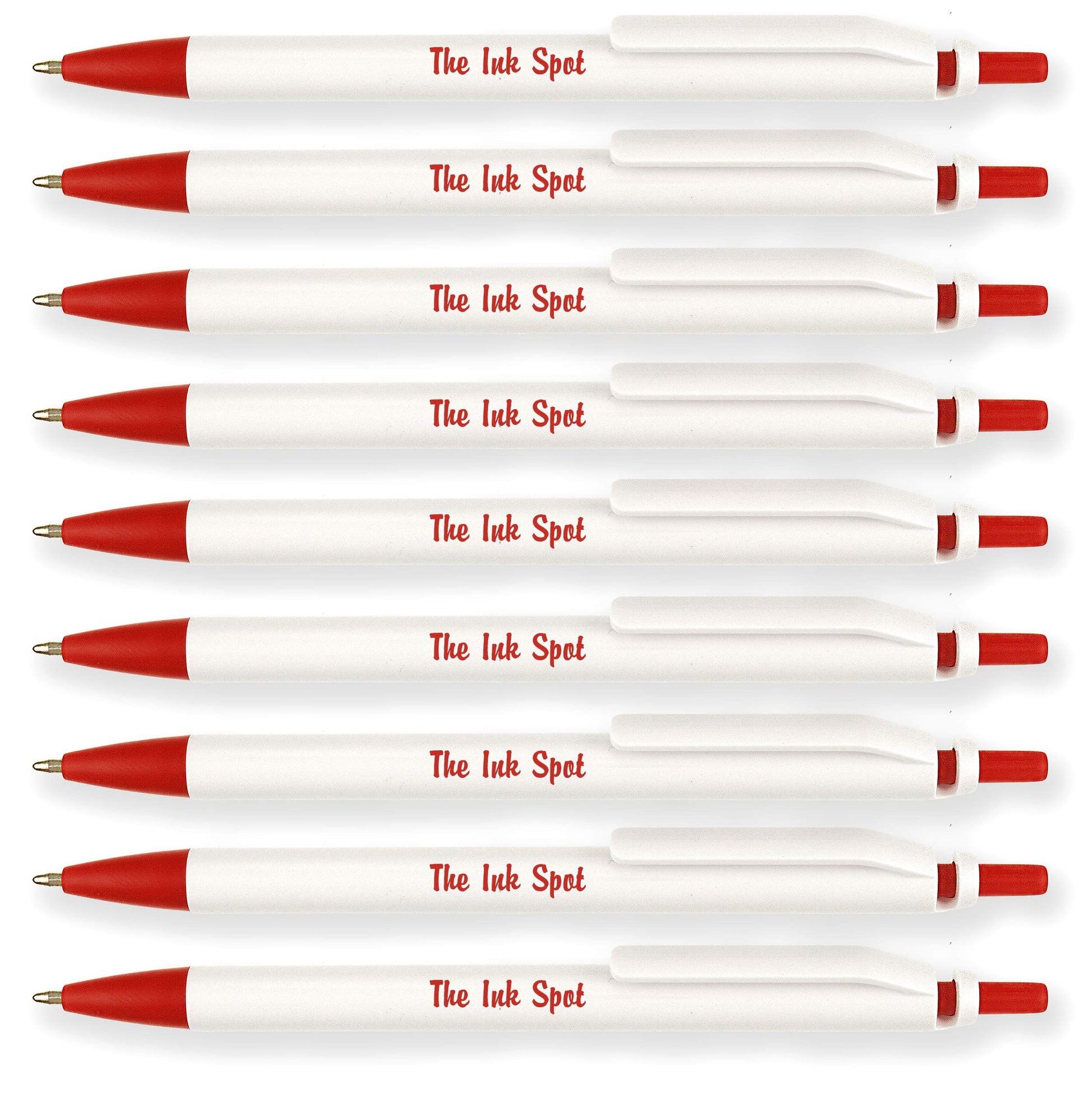 100 Excel Classic Click Personalized Custom Printed Pens - Red Trim