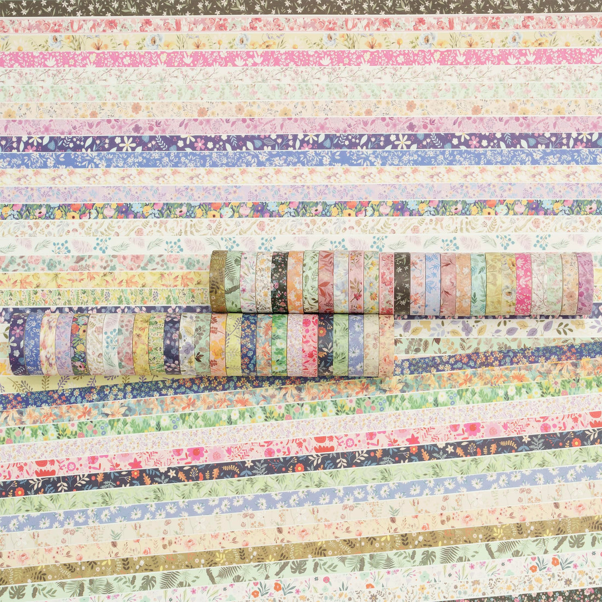 YUBBAEX Flowers Washi Tape Pack 50 Rolls Floral Printed Masking Tape Plants Decorative for Arts