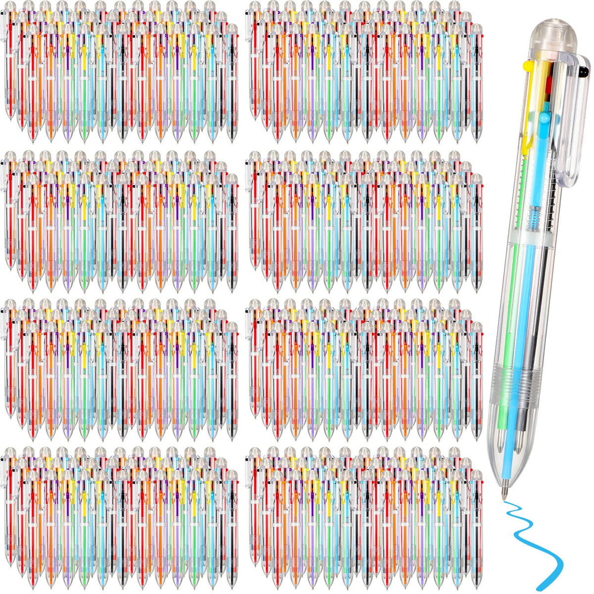 Handepo 150 Pcs 6 in 1 Multicolor Pens Bulk 0.5mm Retractable Rainbow