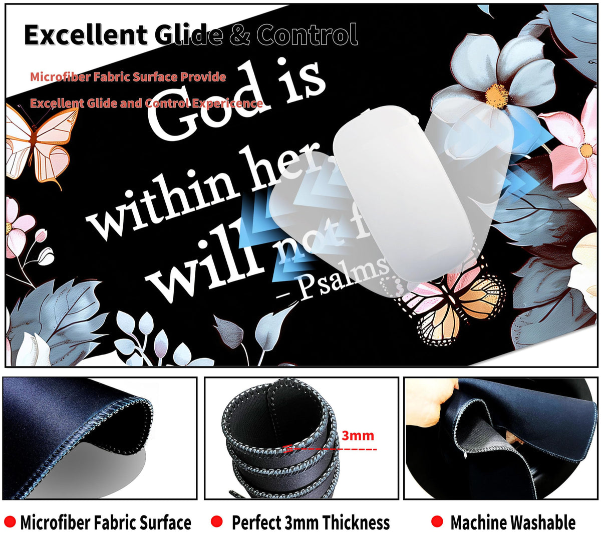 Extended Mouse Pad with Coaster 31.5 x 11.8 Desk Pad Full Desk Mousepad Stitched Edges Desk Mat