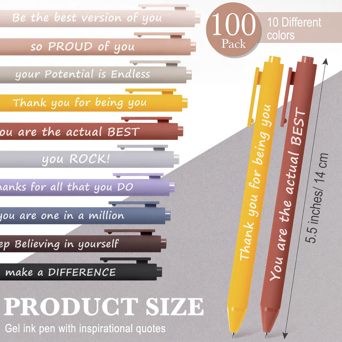 Crtiin 100 Pcs Inspirational Pens Bulk Loud Colors, Inspirational
