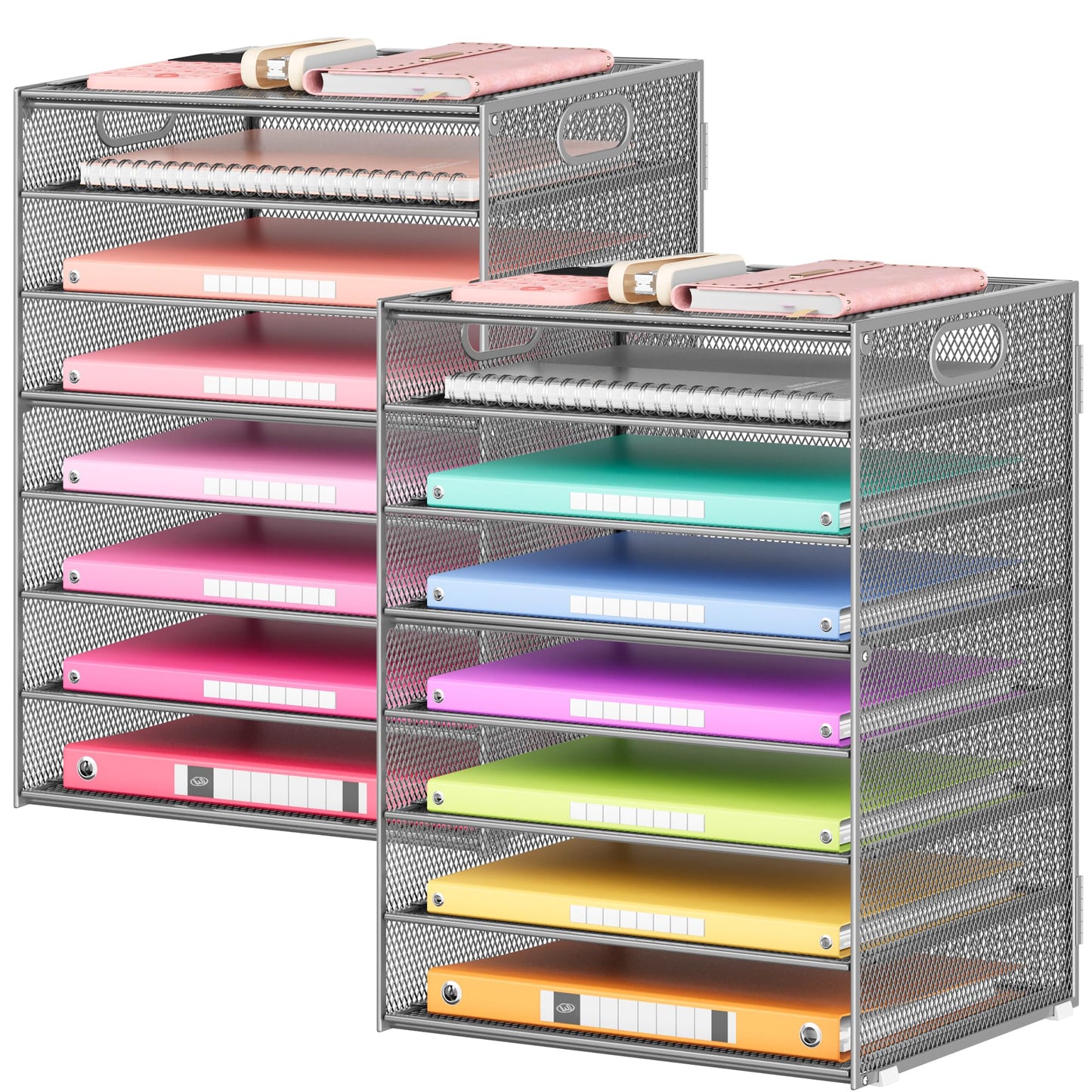 Lavatino 2 Pack 8-Tier Office Desk File Organizer, Letter Tray Paper Organizer with Handle