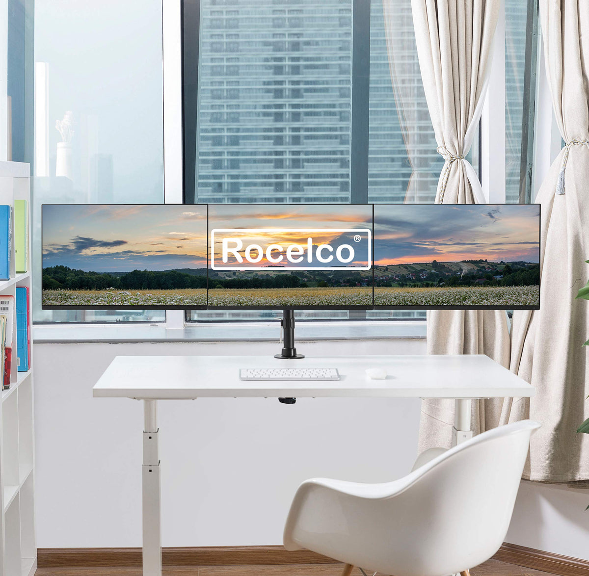 Rocelco Premium Triple Monitor Desk Mount - Standard Pattern Fits 13" - 27" LED LCD Flat Computer