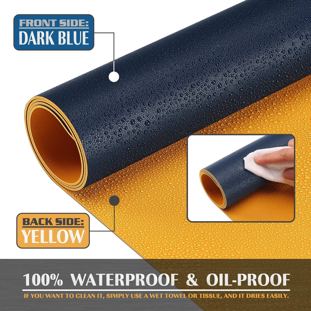 K KNODEL Extra Large Desk Mat, Leather Mouse Pad (47.2"x23.6", Dark Blue)