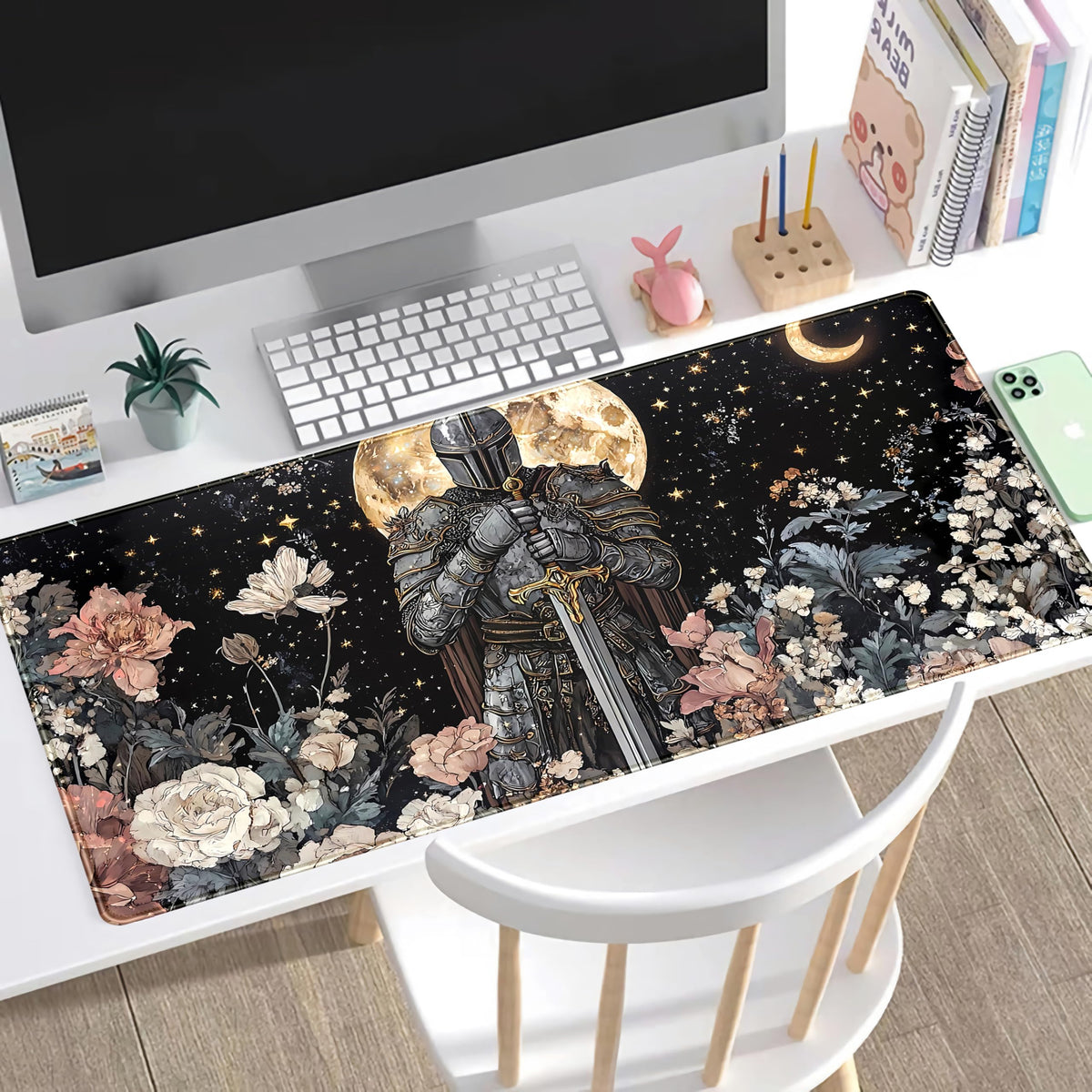 Cute Vintage Floral Mouse Pad Warrior Gaming Desk Mat Retro Flowers Mousepad XXL Large Extended