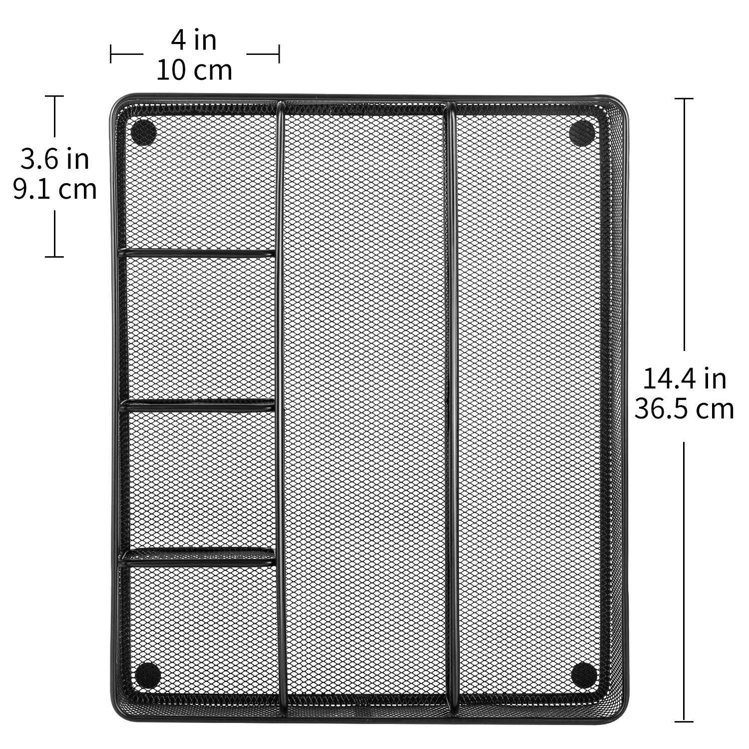 Amazon Basics Metal Mesh Desk Organizer with 6 Compartments, Anti-Slip Pen Holder Storage Tray for