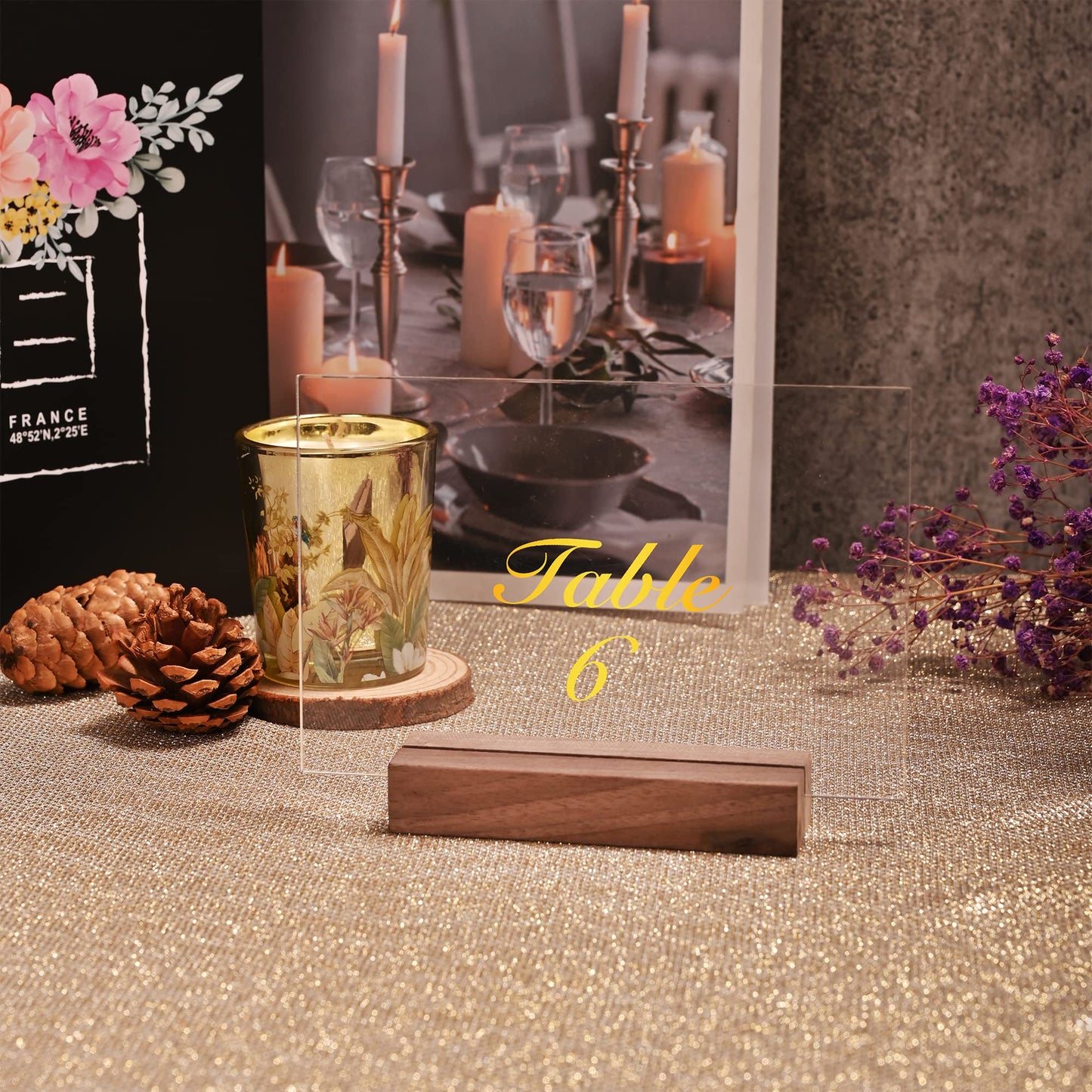 WILLOWDALE 12Pcs Walnut Place Card Holders for Table, Table Number Holders