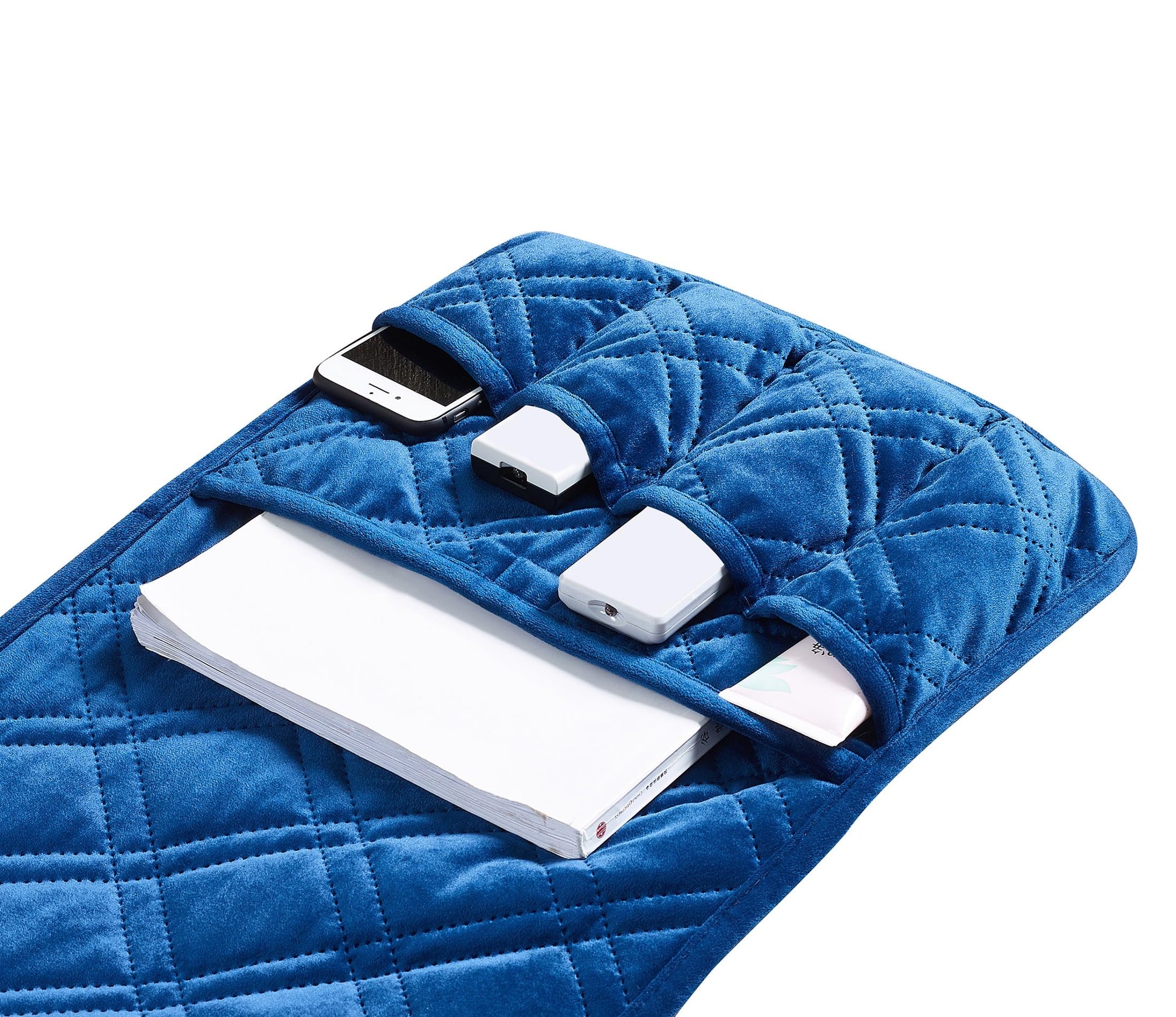 Brilliant Sunshine Dark Blue Velvet Couch Armrest Cover, 35"×13"