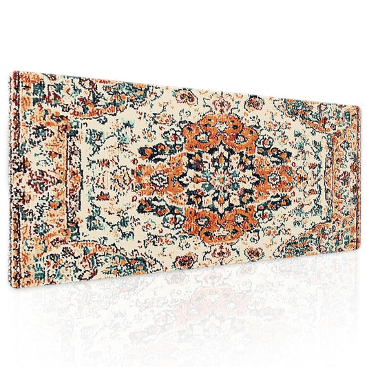 Vintage Rug Gaming Mouse Pad XL Orange Teal Retro Carpet Aesthetic Extended Large Mat Bohemian Boho