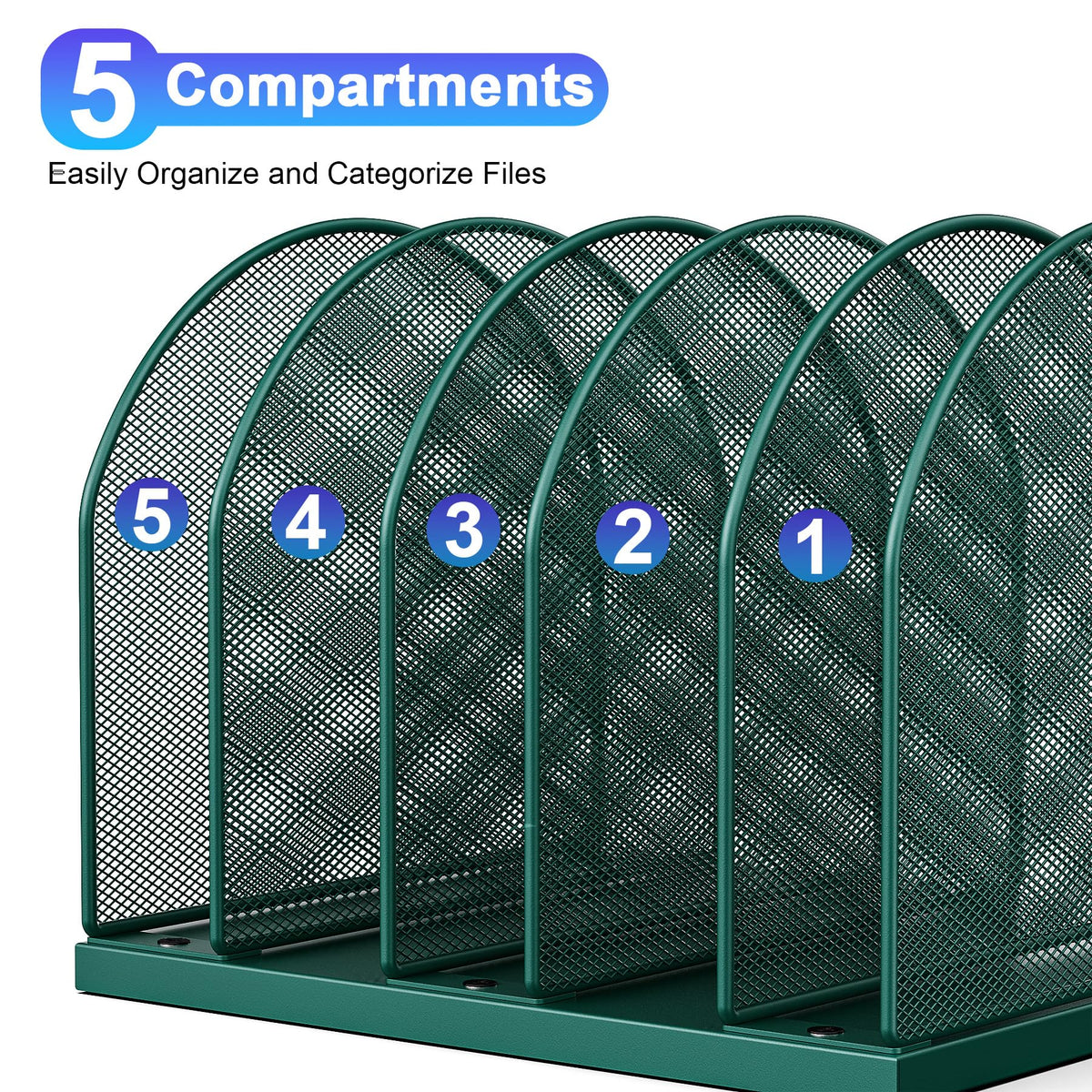 gianotter Desktop File Organizer with 5 Compartments