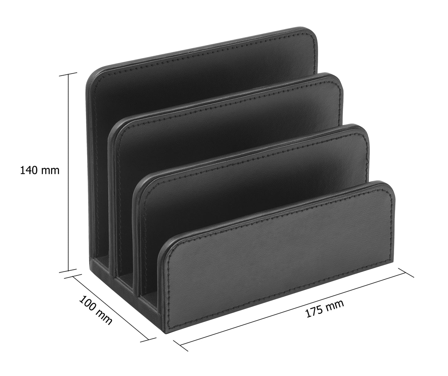 OSCO Black Faux Leather Letter Holder | Mail Sorter | Post Rack | Envelope Organiser | Document