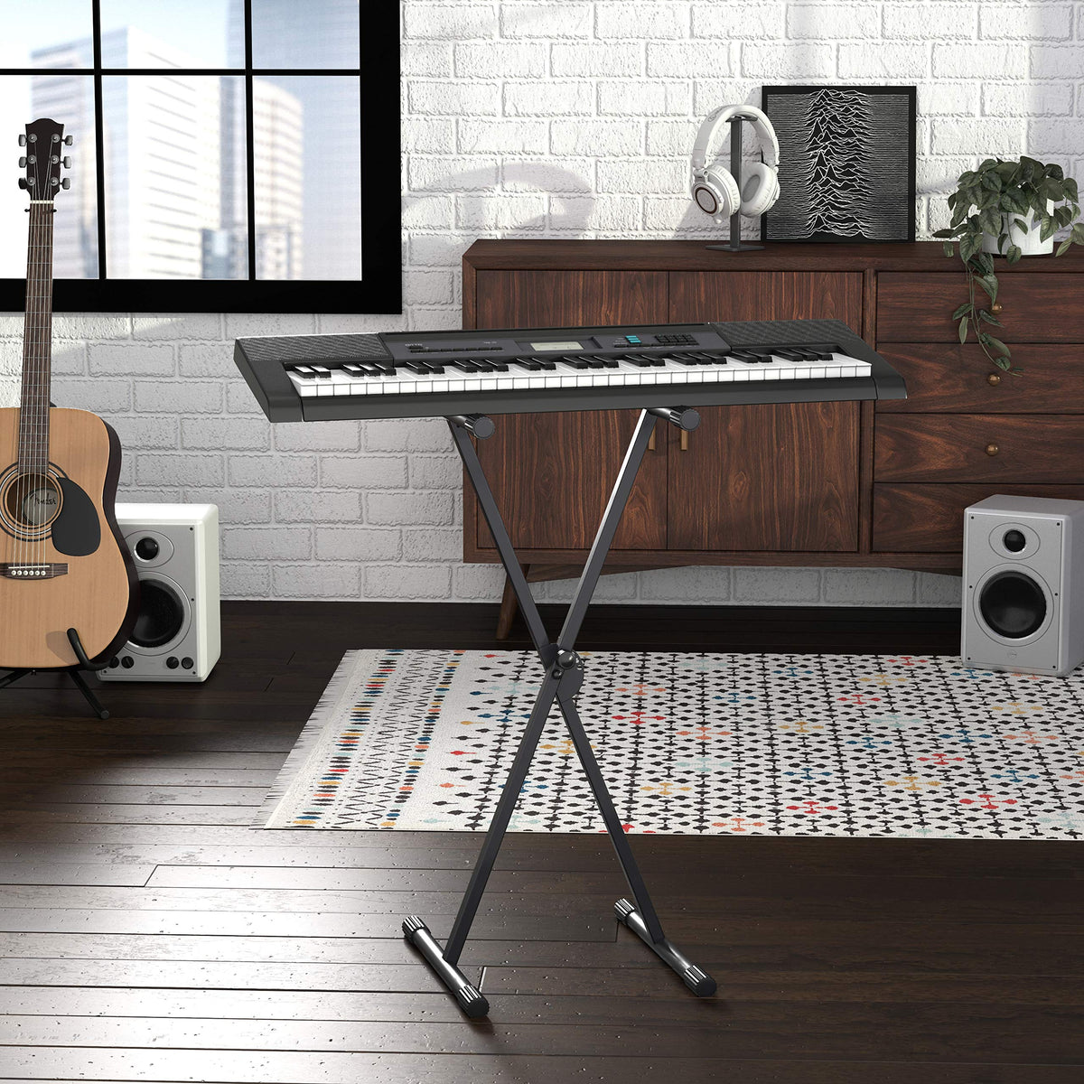 Amazon Basics Keyboard and Piano Stand, Adjustable Height, Portable Single-X-Shape, Stable Steel