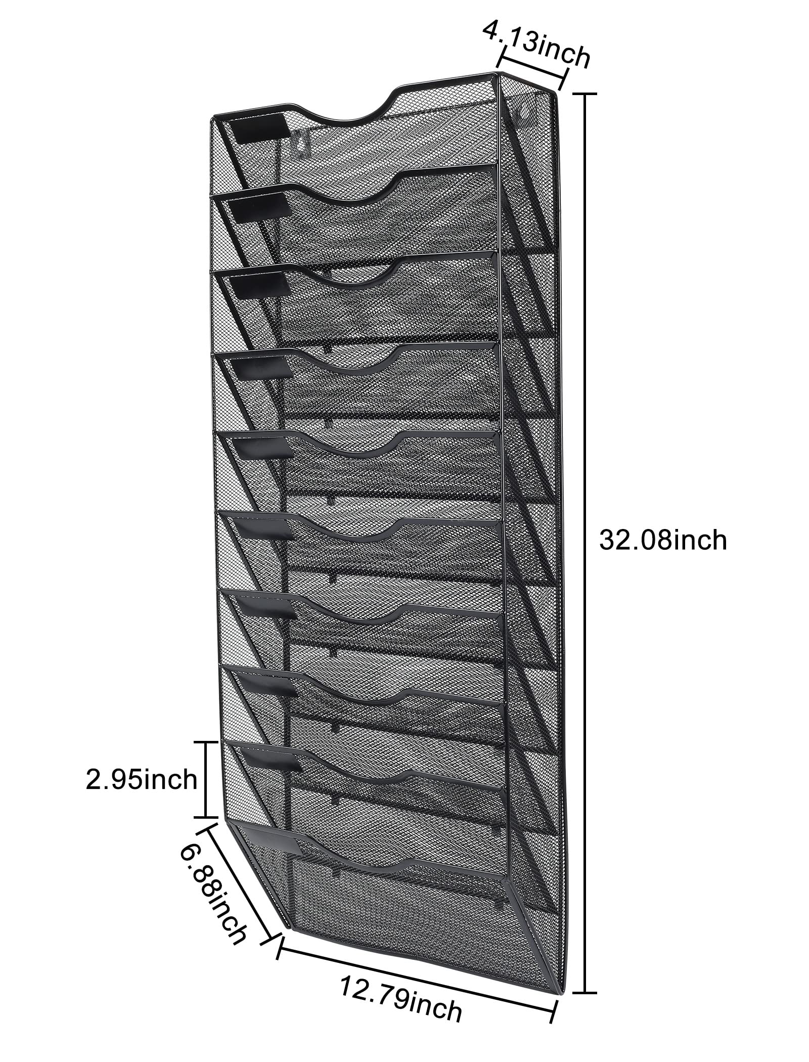 PAG-Mass Hanging Wall File Holder Organizer Mail Sorter Literature Rack for Office, 10 Pockets