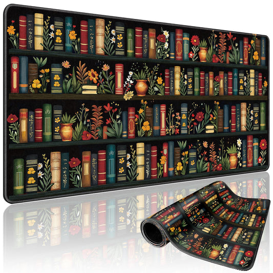 Mcapirivo Vintage Bookshelf Large Gaming Mouse Pad Desk Mat 31.5"x15.7"