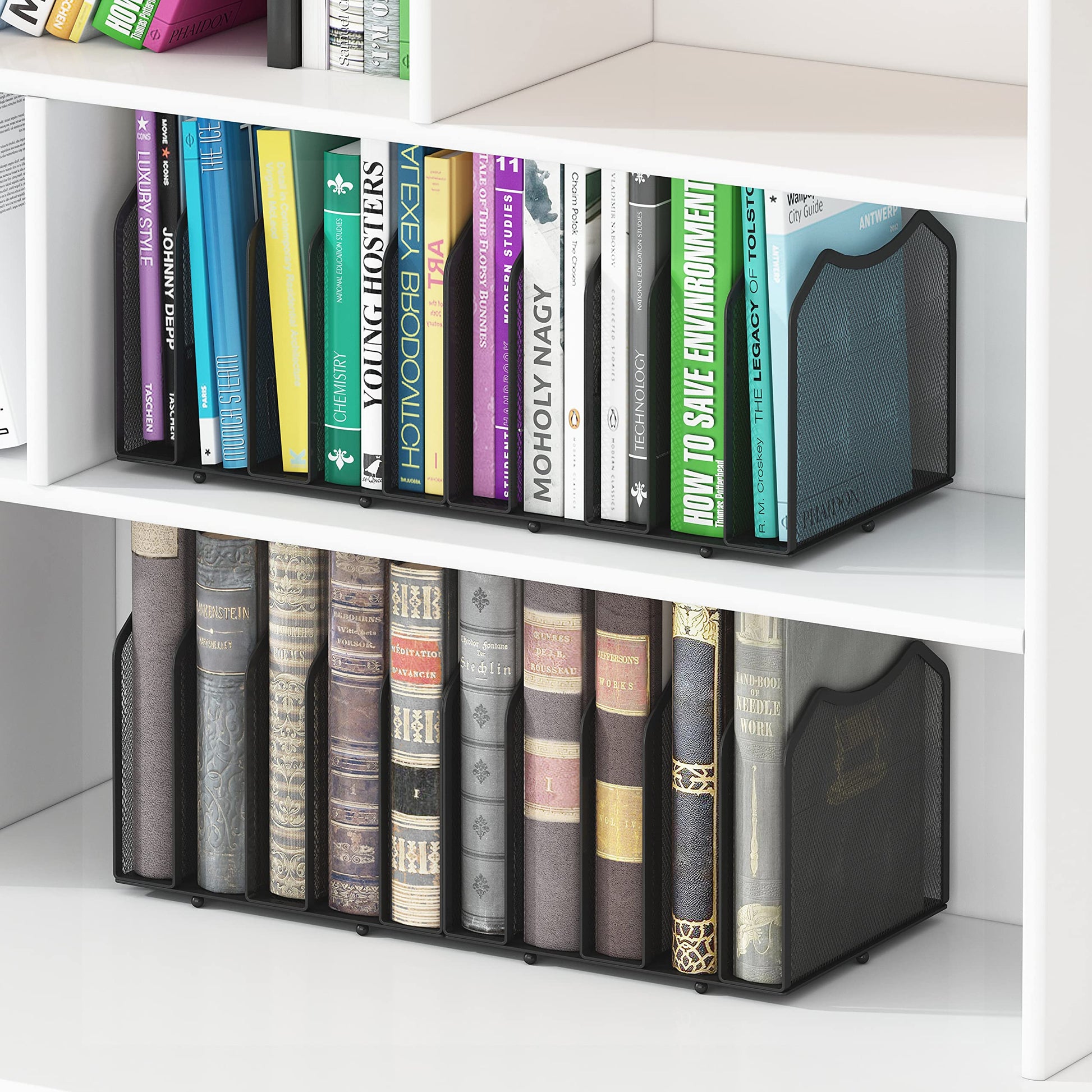 Simple Trending 5-Section Vertical File Organizer, Black