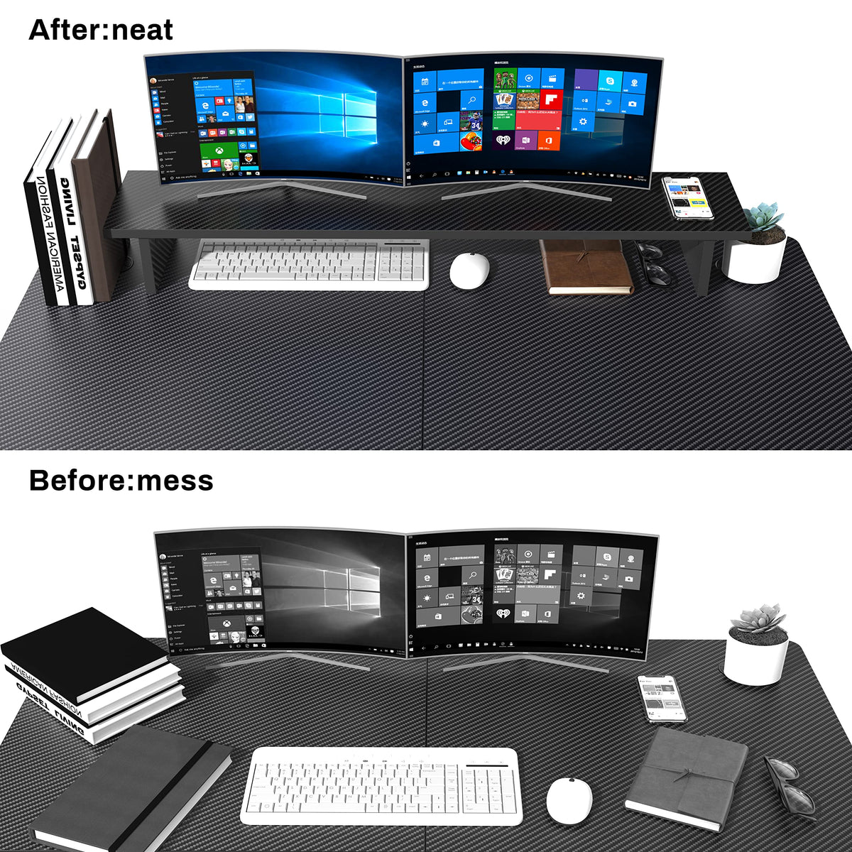 EUREKA ERGONOMIC Dual Monitor Stand Adjustable Carbon Fiber