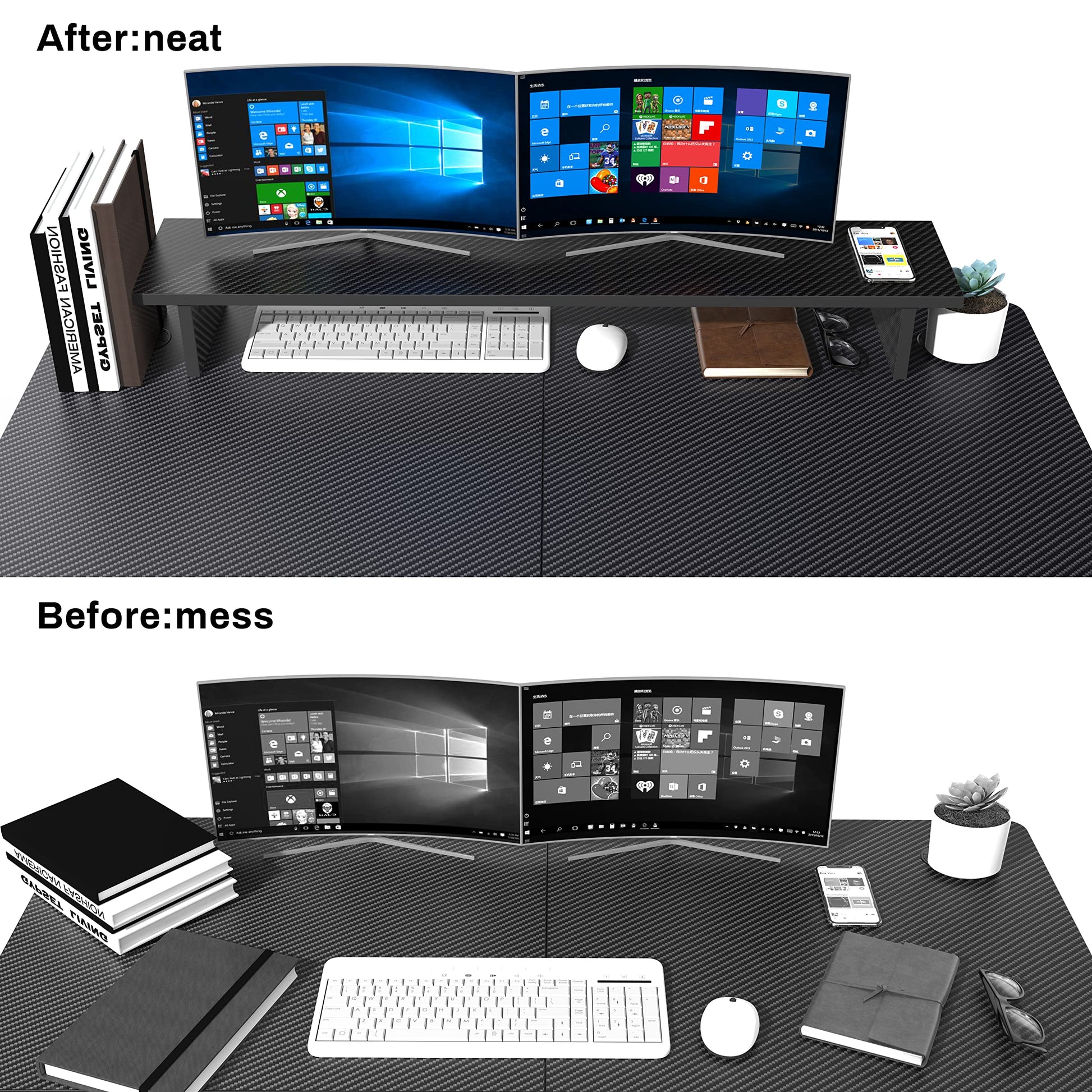 EUREKA ERGONOMIC Dual Monitor Stand Adjustable Carbon Fiber