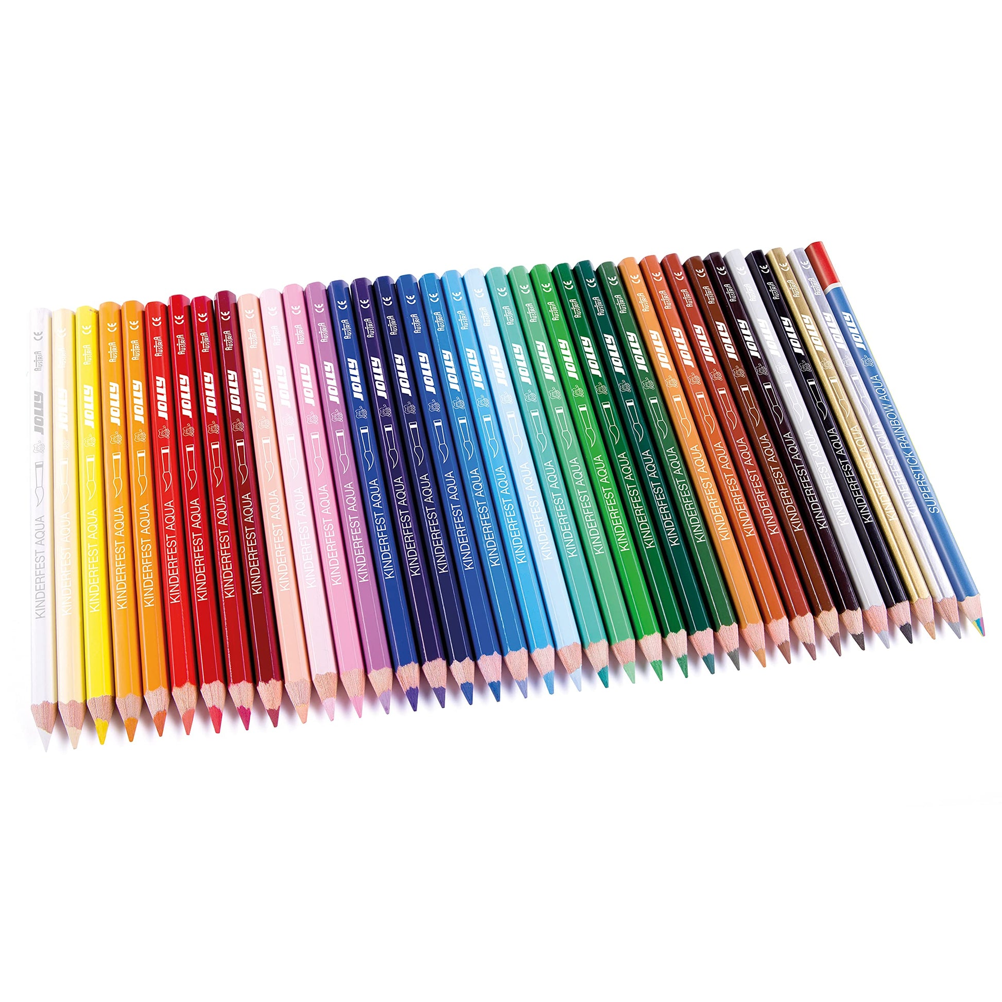 Jolly Supersticks Premium European Aqua Watercolor Pencils with Tin Carrying Case; Set of 36
