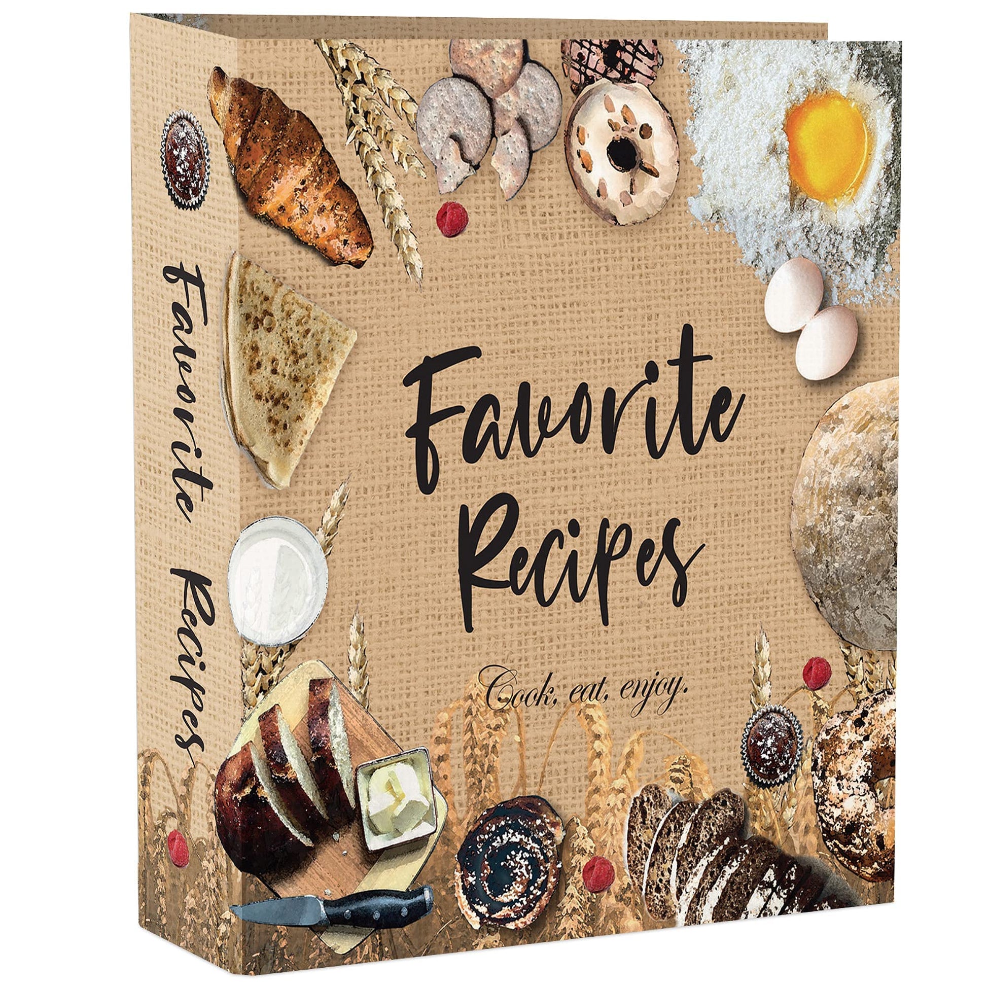 CraftSaints Recipe Binder 8.5x11, 3 Ring DIY Cookbook Kit 12 Dividers & 25 Plastic Sleeves & 25