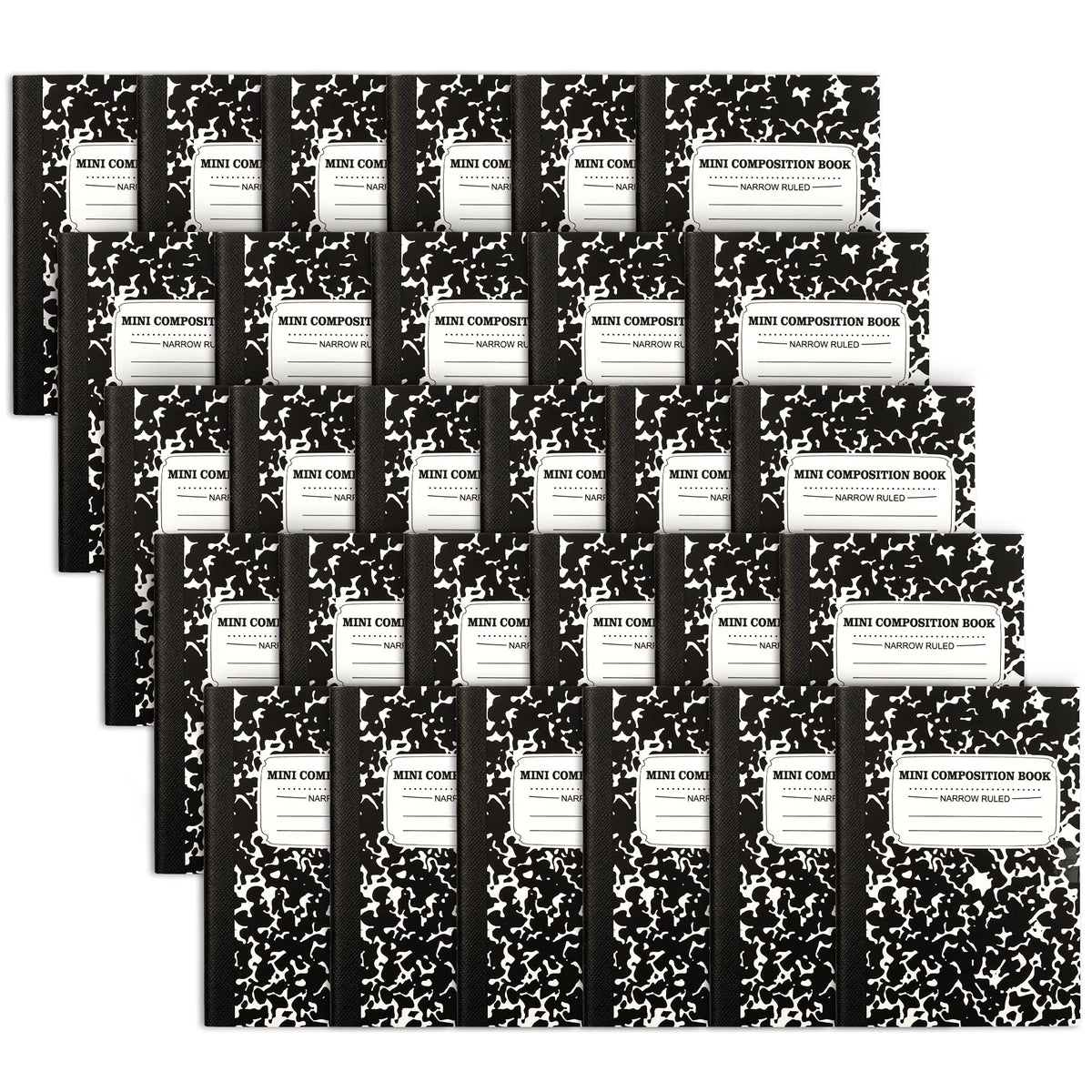 feela Mini Composition Notebook, Cute 30 Pack Black Narrow Ruled Mini Composition Books Bulk, Small