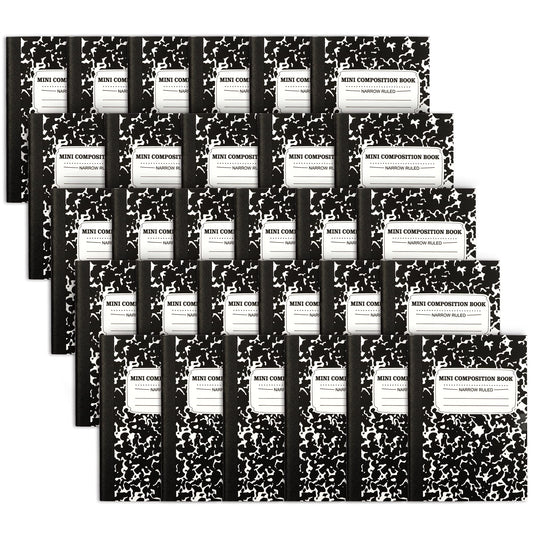 feela Mini Composition Notebook, Cute 30 Pack Black Narrow Ruled Mini Composition Books Bulk, Small