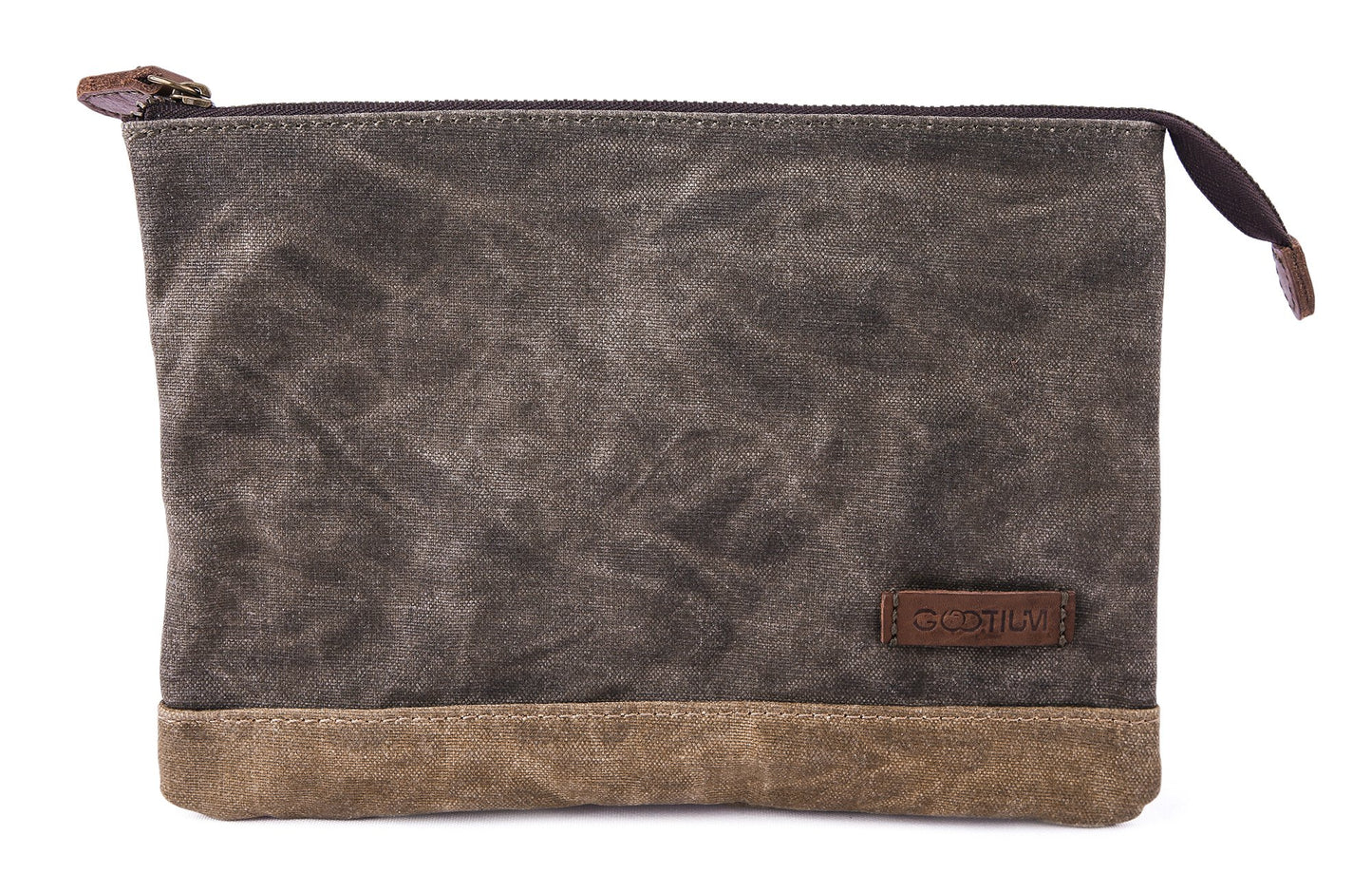 GOOTIUM Waxed Canvas Zip Pouch Set - Zippered Makeup Bag Office Supply Folio Pencil Bag