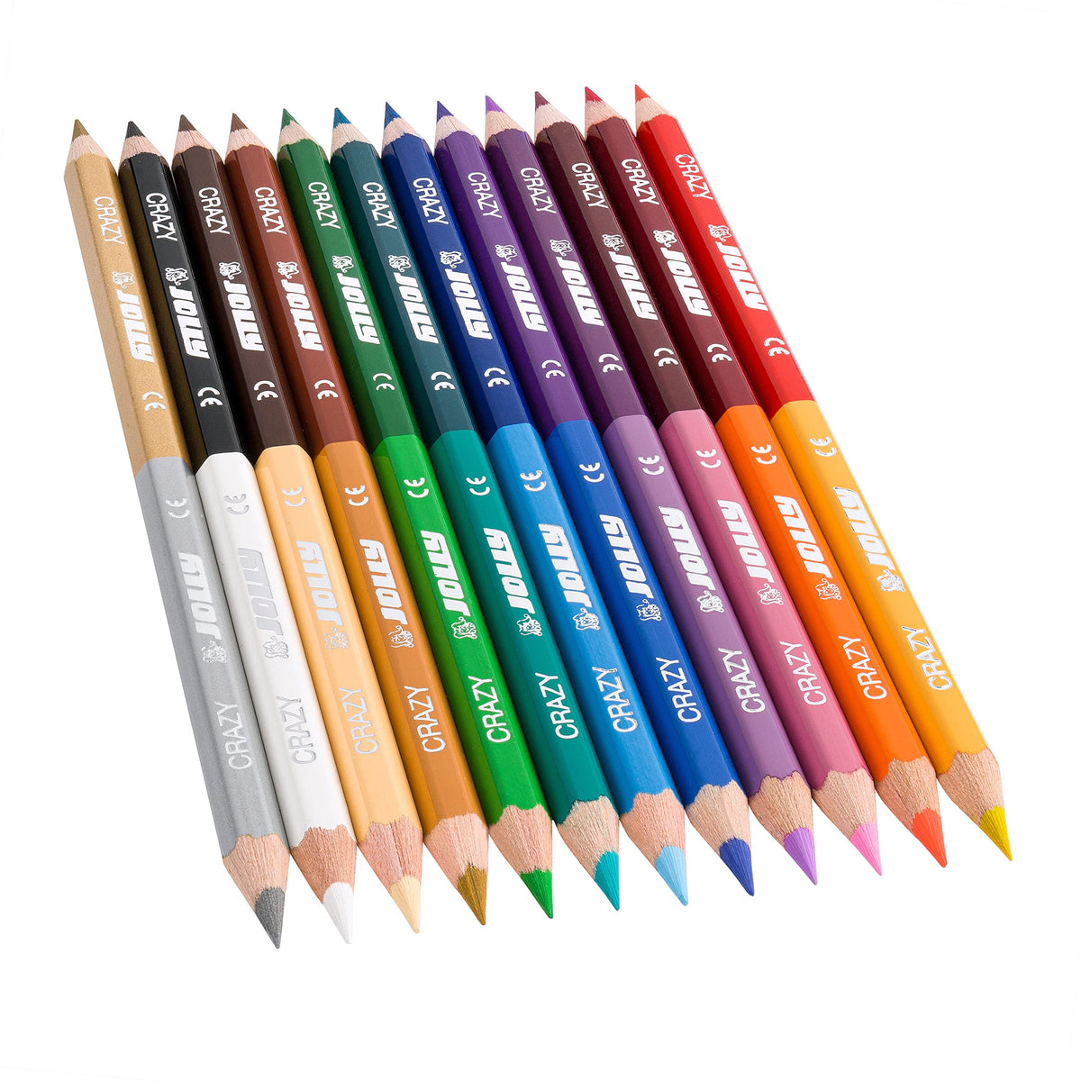 Jolly Supersticks Premium European Colored Pencils Double-Ended Pencils; 24 Colors in 12 Pencils