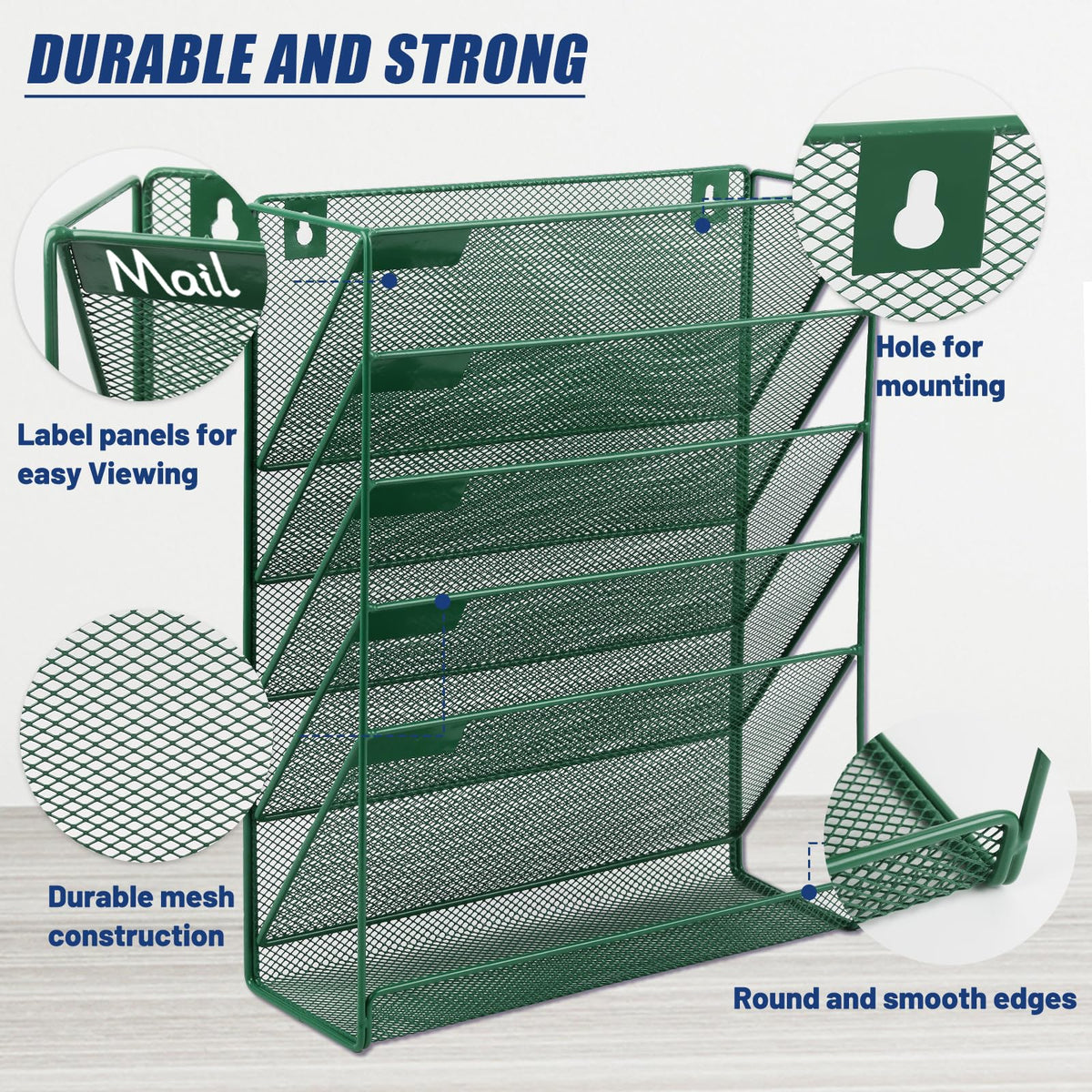 EASEPRES Desk File Organizer Mesh 6-Tier, Hanging Wall Mount Document Organization Stand, Desktop