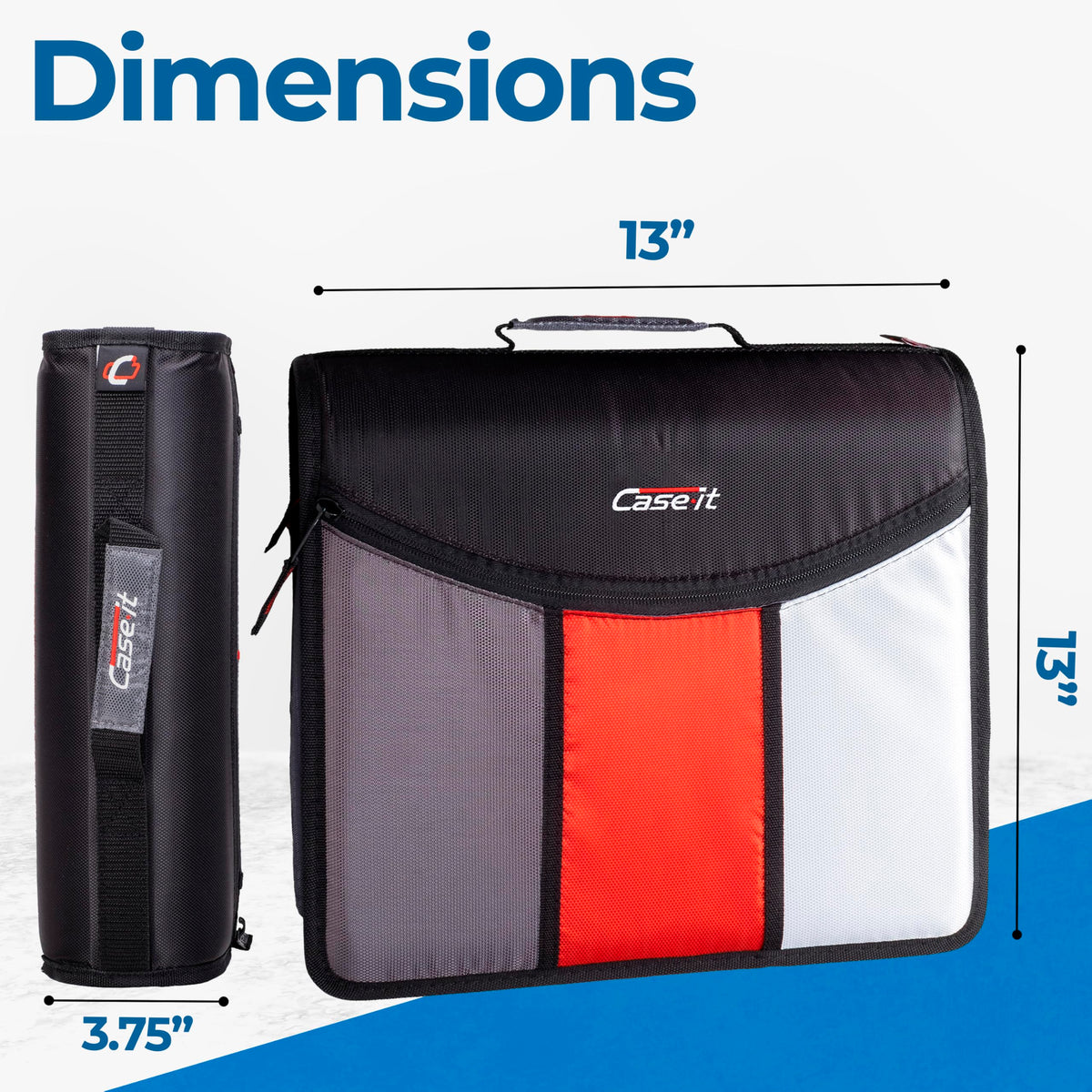 Case-it School Zipper Binder | 3" O-Rings | 600-Sheet | D-156-N Jet Black