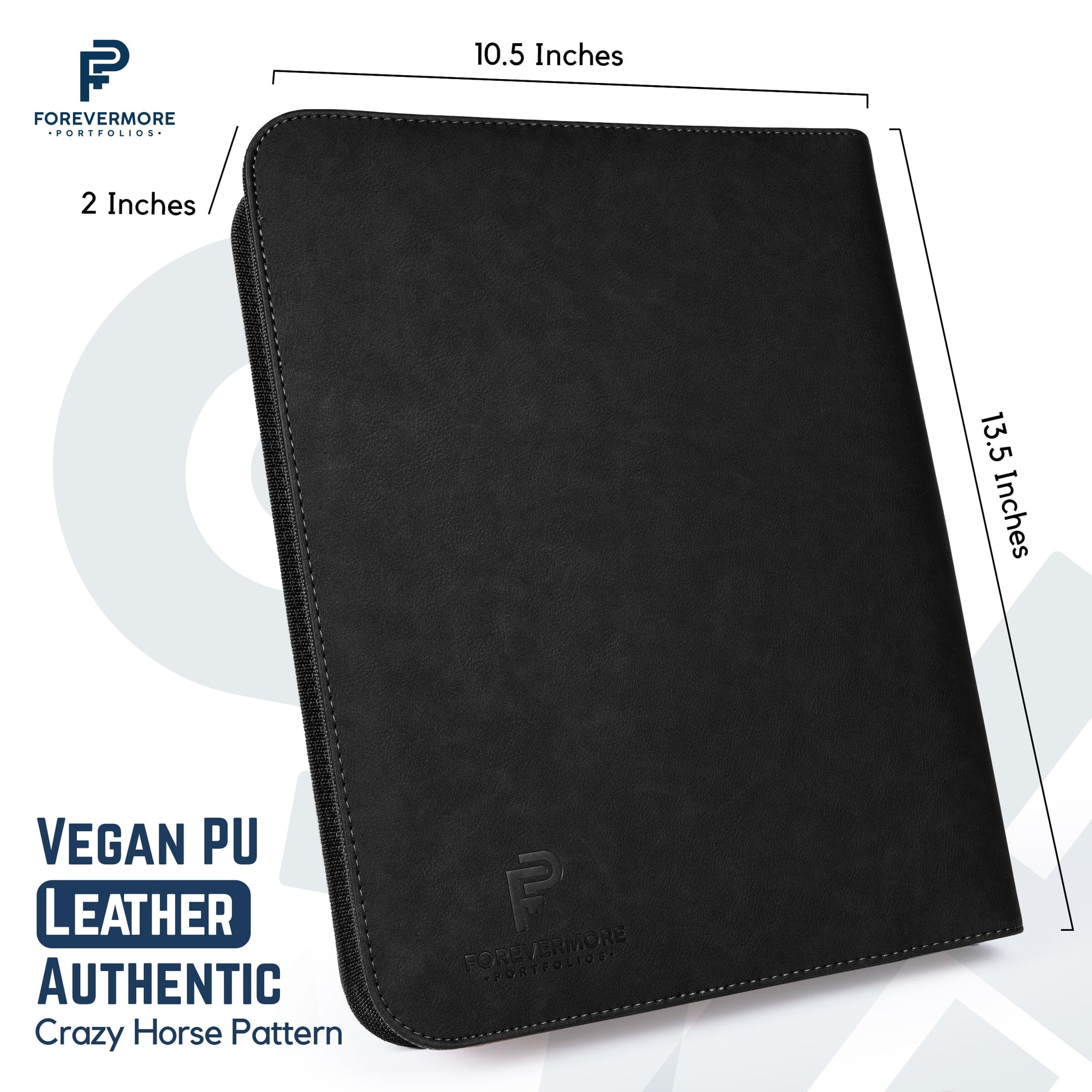 Forevermore Portfolio Binder, 1" Removable 3-Ring, Vegan Leather, Black