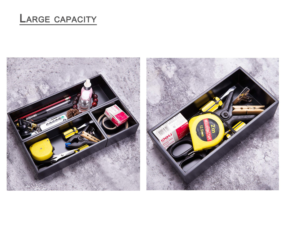 Sansnow Bamboo Drawer Organizer Box for Office Home Black Orgnizer Boxes Office Organizer Boxes